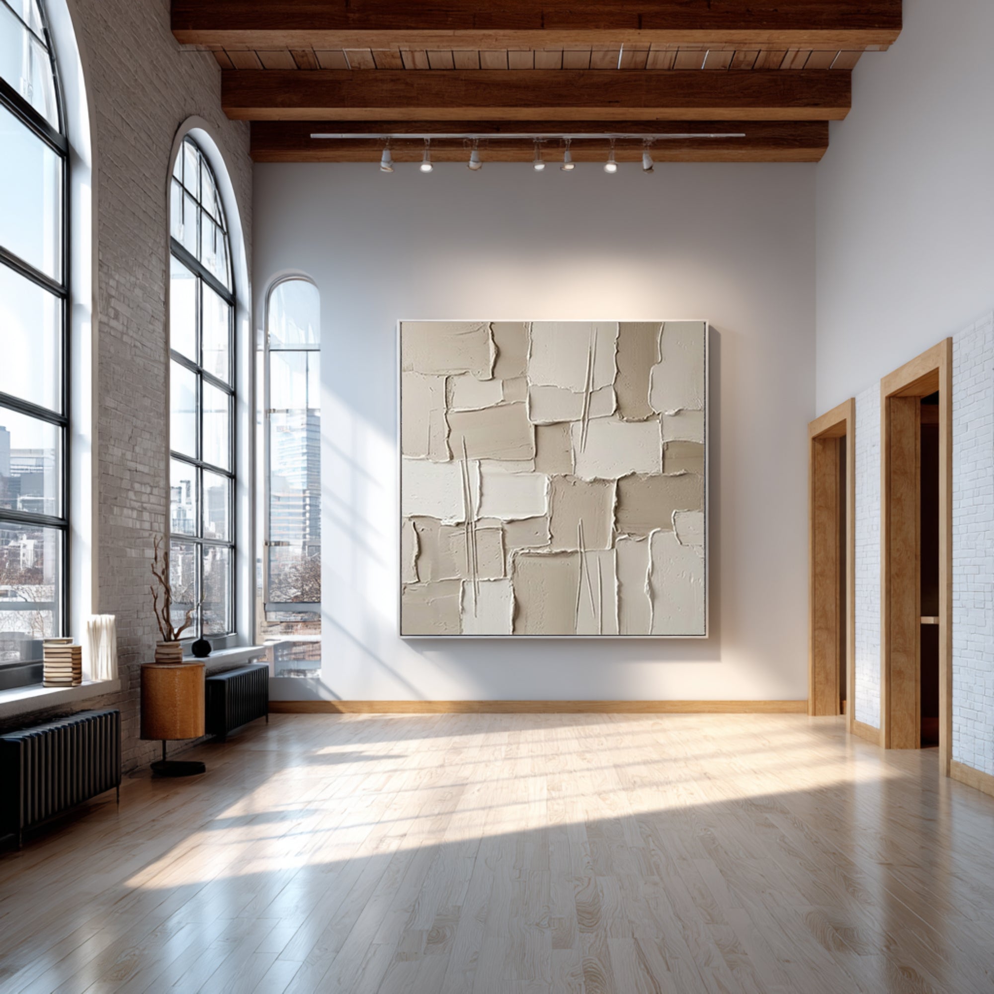Large Gallery Wall Texture Art Contemporary Neutral Sculptural Canvas Painting