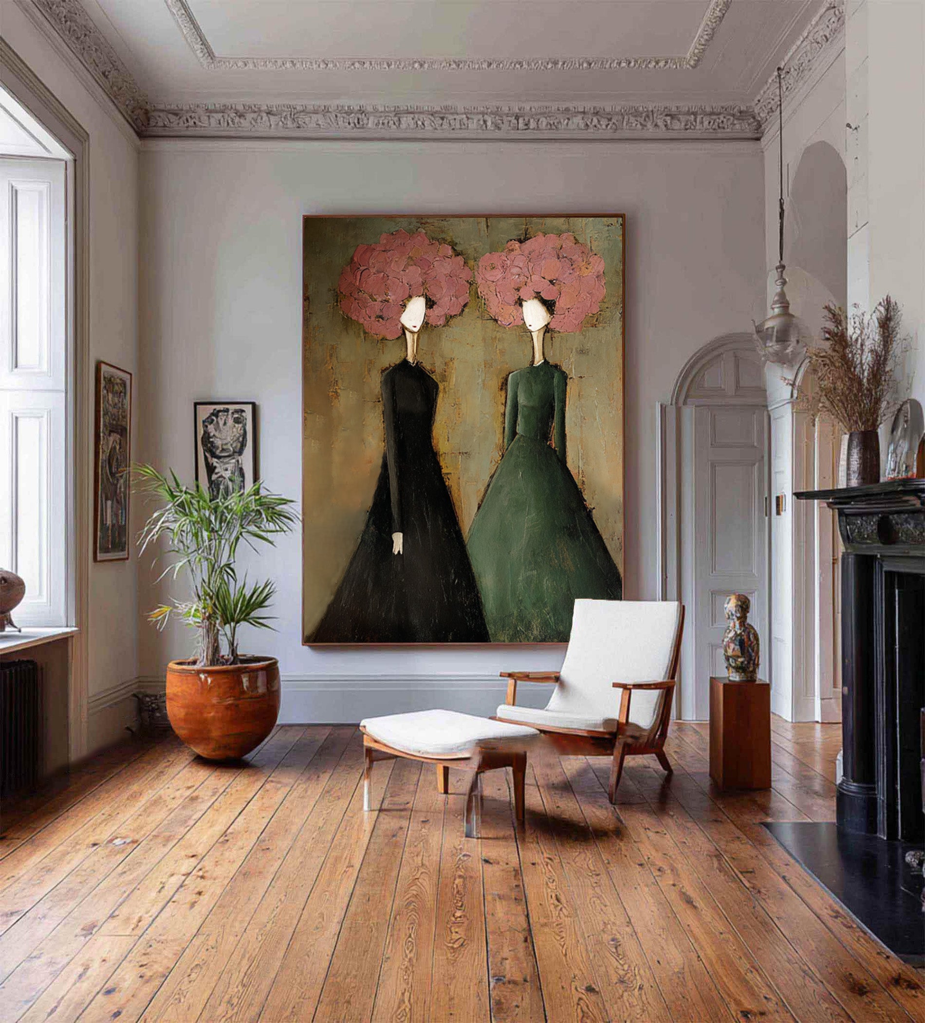 Abstract Figurative Oil Painting for Entry Hall Decor | KelorArt