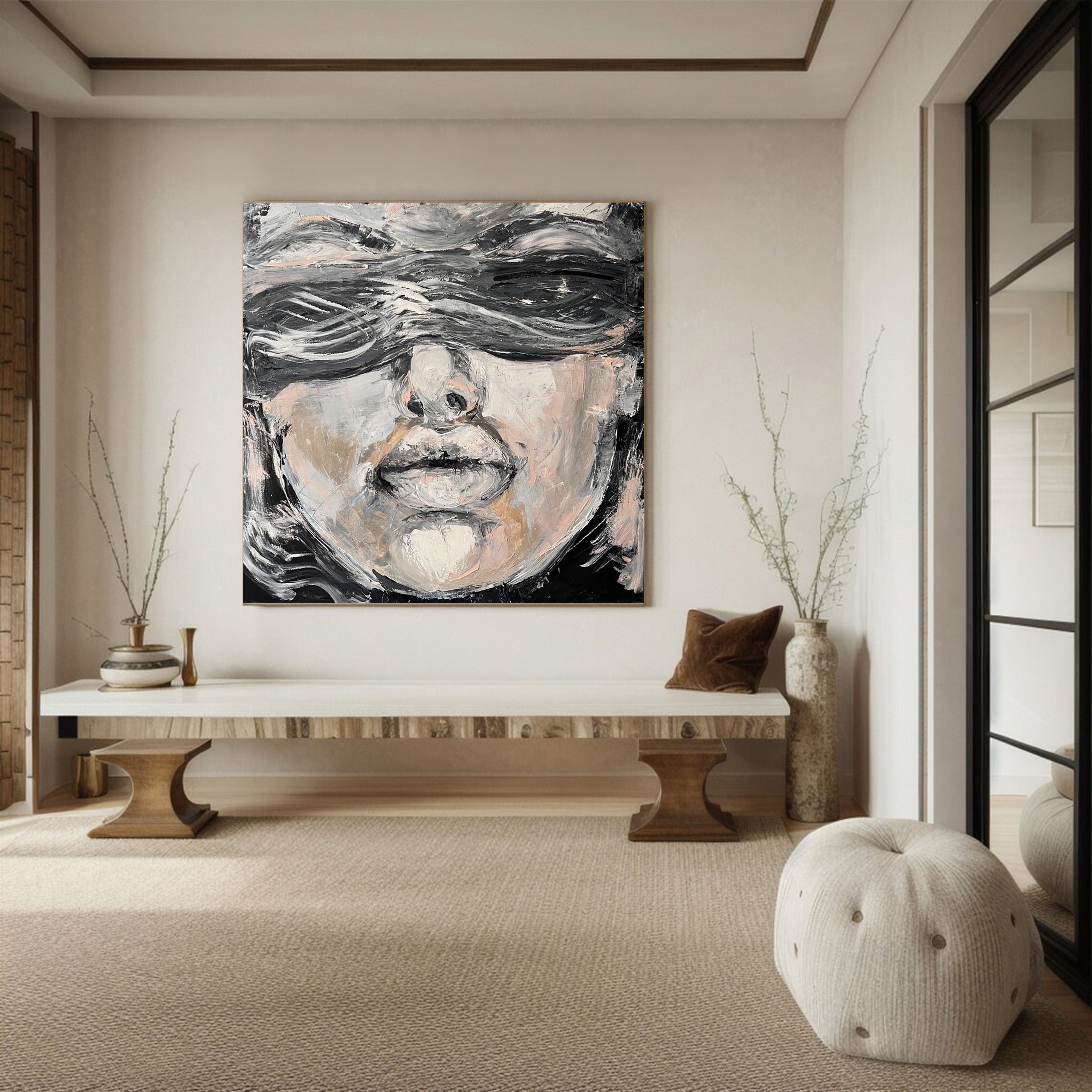 Abstract Human Portrait Contemporary Canvas Art #HF001