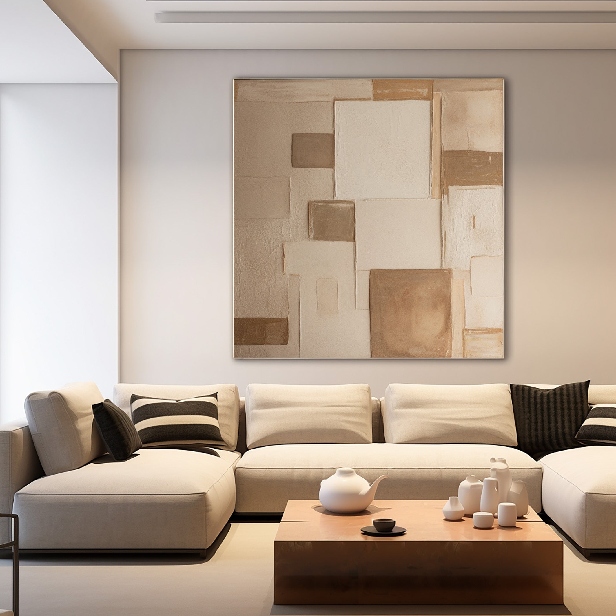 Layered Calm: Minimalist Neutral Art with Geometric Fields #MM568