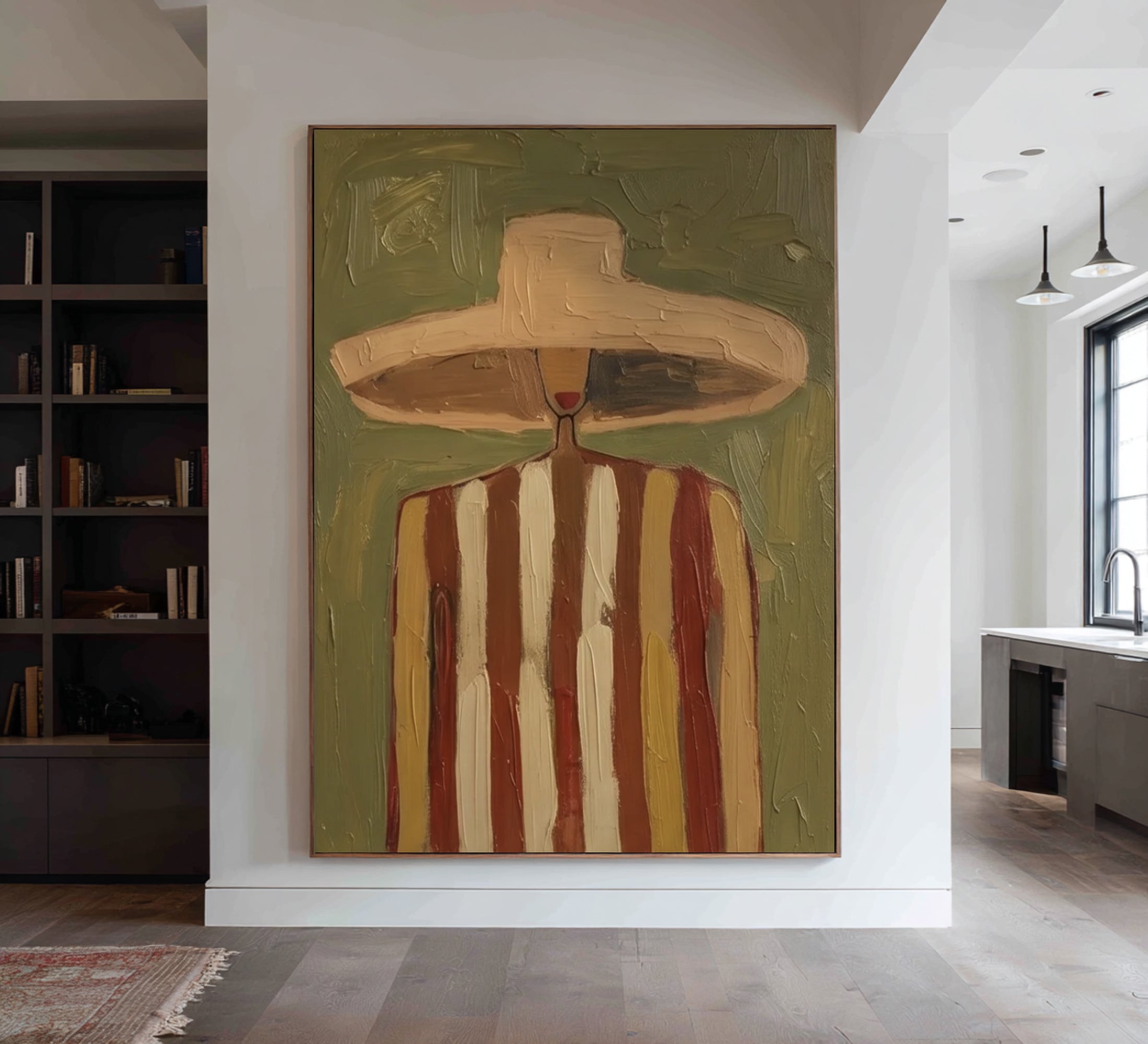 Large Contemporary Portrait Painting Neutral Fashion Wall Decor