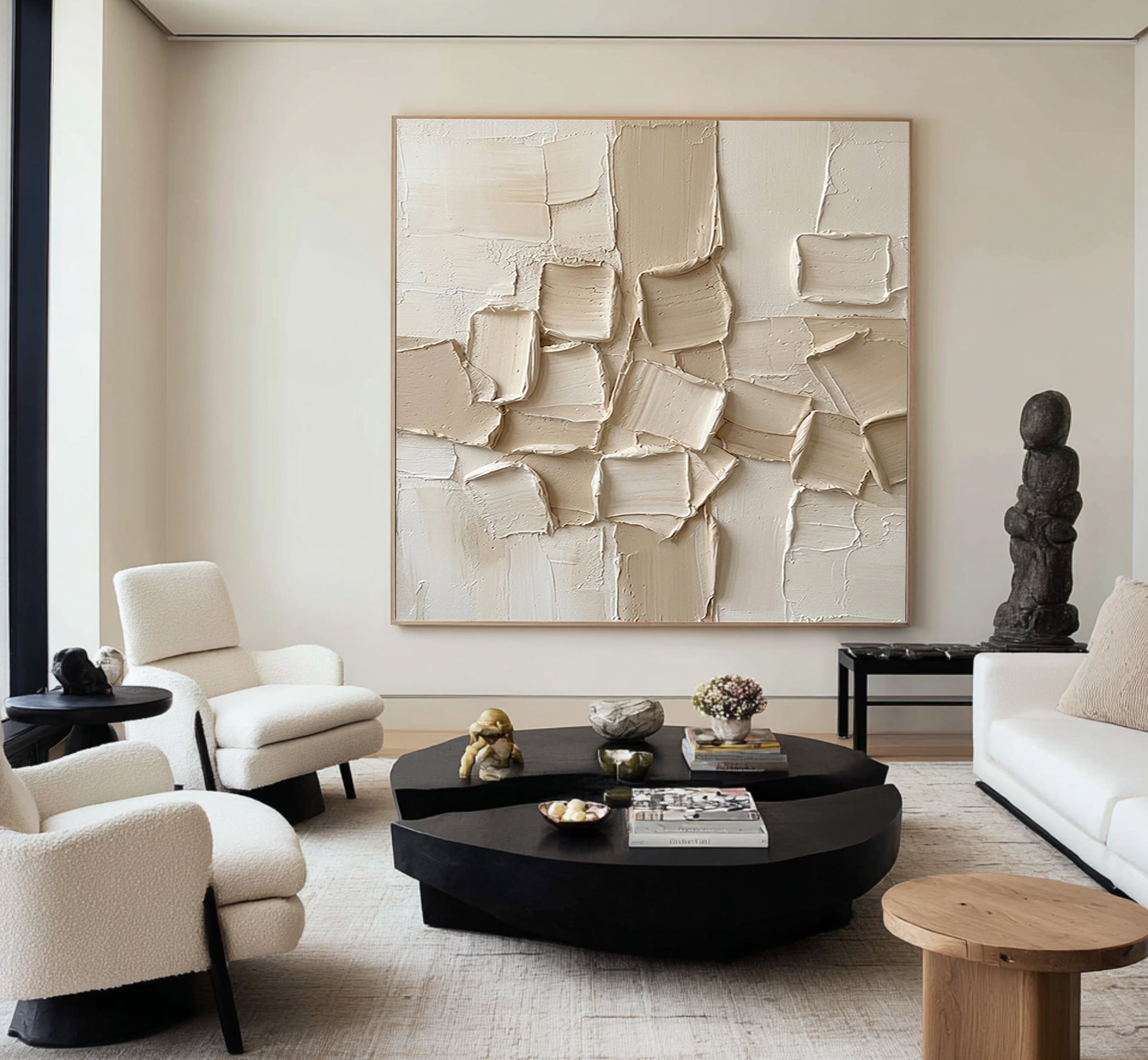 Large Contemporary Textured Abstract Canvas Painting Neutral Wall Art