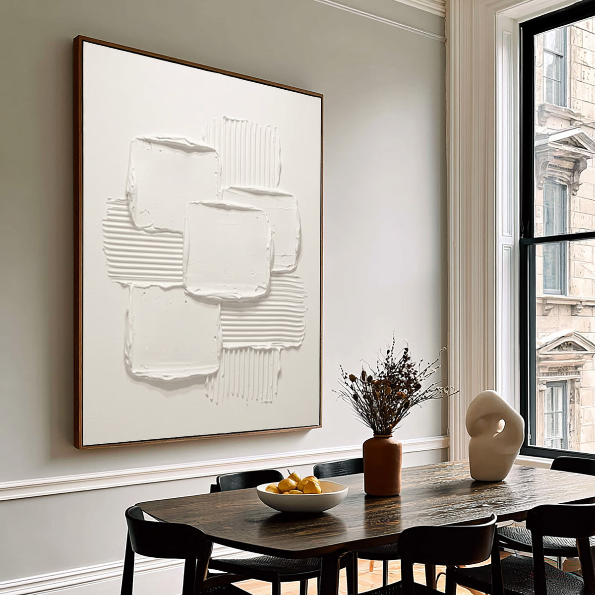 Architecture Through Abstract Forms Large White Textured Abstract Wall Art Modern Luxury Interior Decor