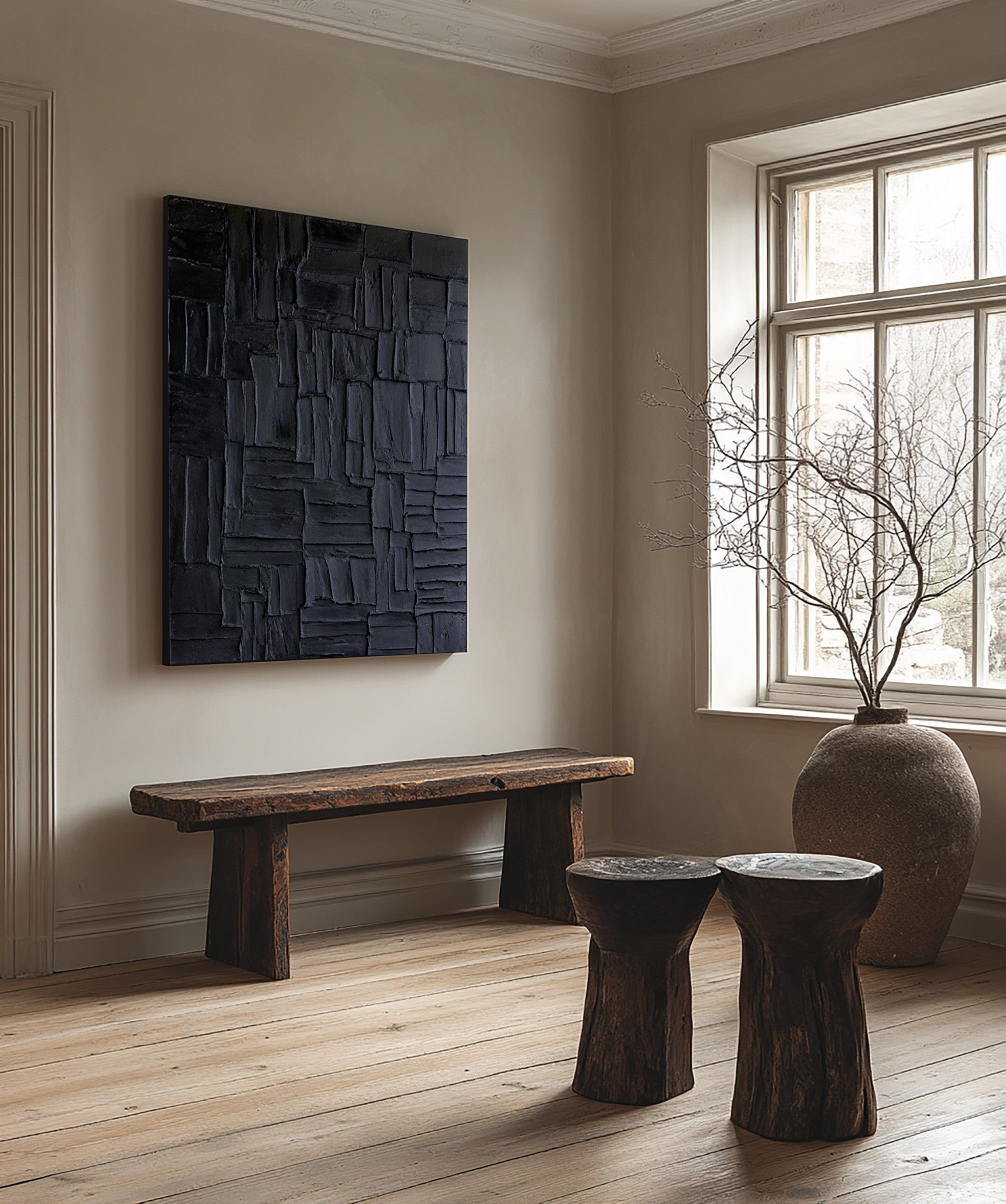 Dark Field of Textures With Smaller Rectangles, Modern Painting #MM411