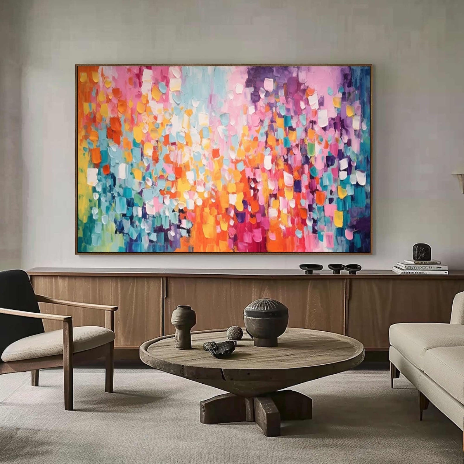 Colorful Abstract Canvas Large Vibrant Wall Art for House #MM172