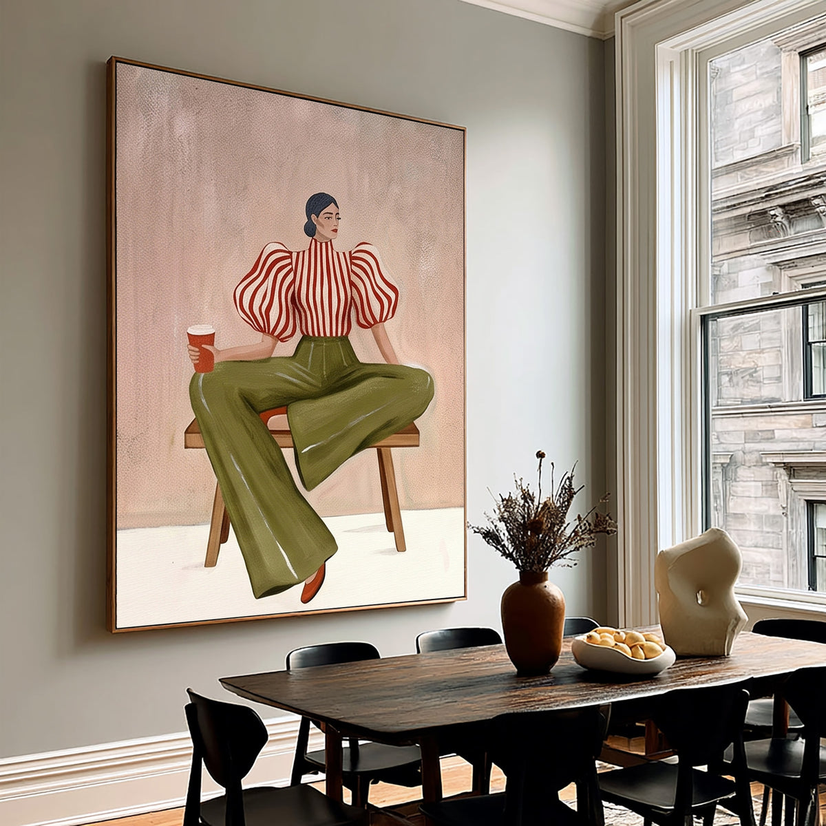 She Sits in Her Own Rhythm Contemporary Female Figure Fashion Painting Wall Art