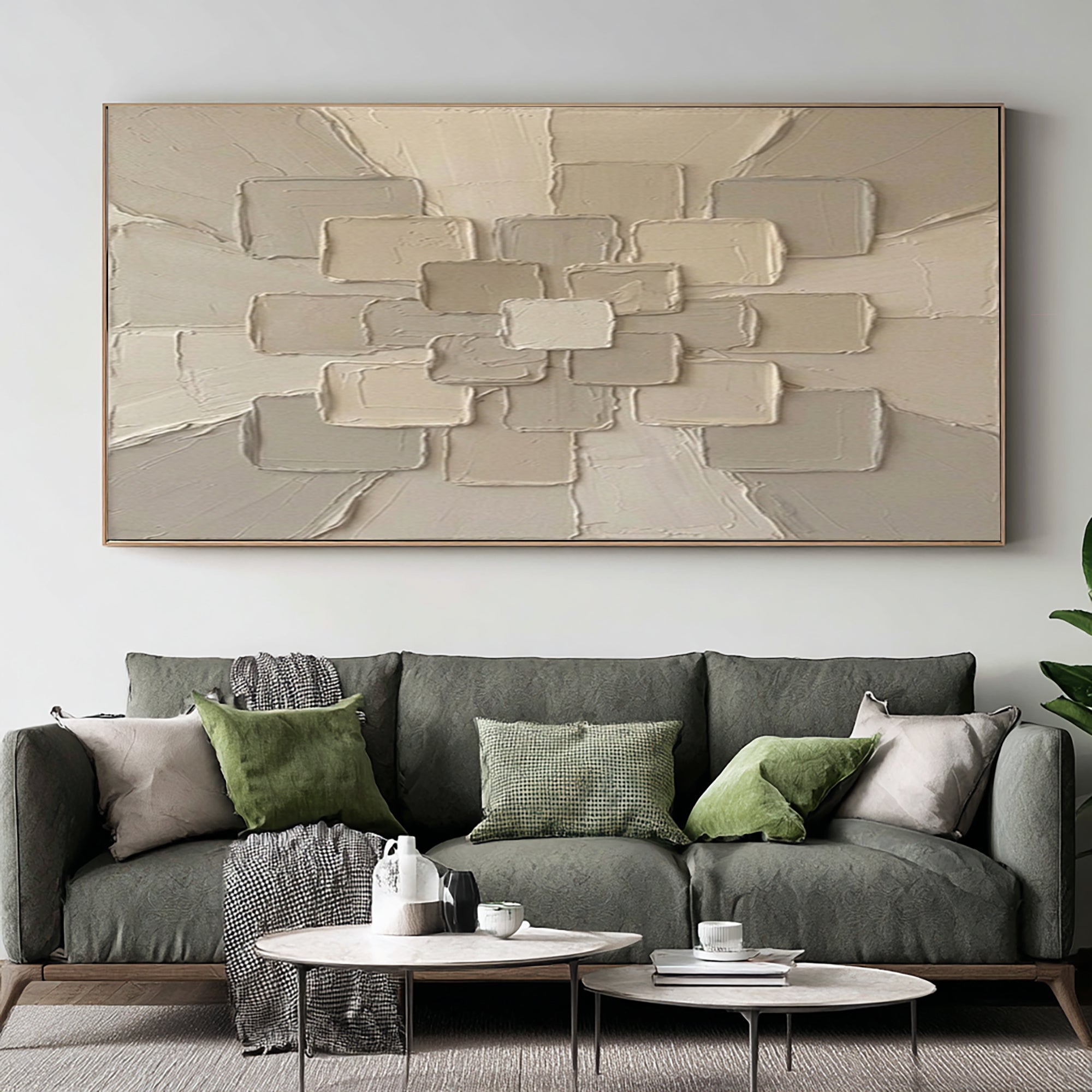 Large Sculptural Texture Wall Art Hand Painted Neutral Canvas