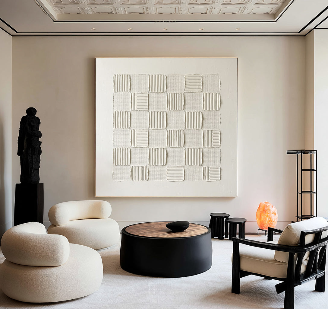The Poetry Of Repetition Large White Abstract Wall Art Textured Relief Contemporary Minimalist Artwork