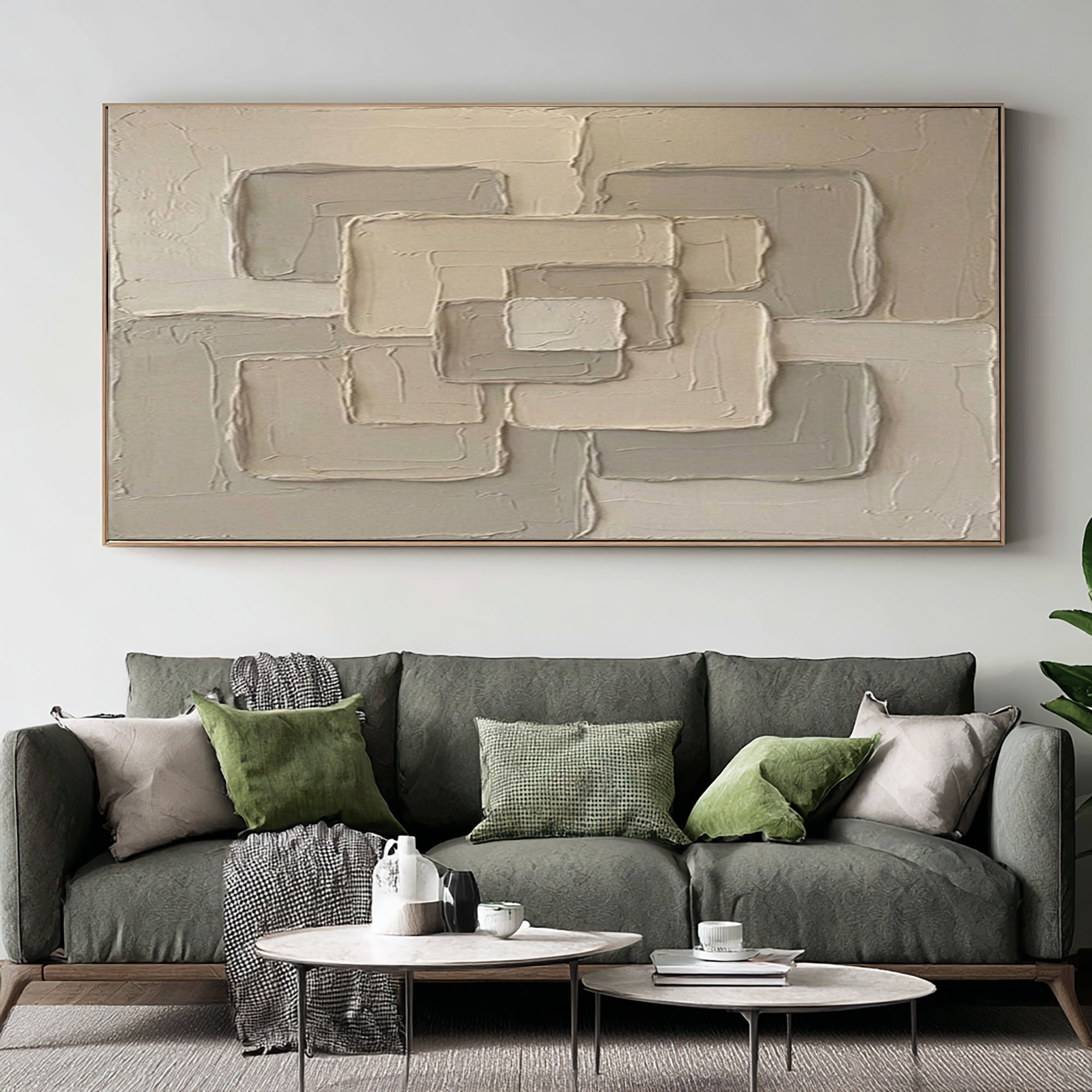 Large Neutral Abstract Texture Wall Art Hand Painted Modern Canvas