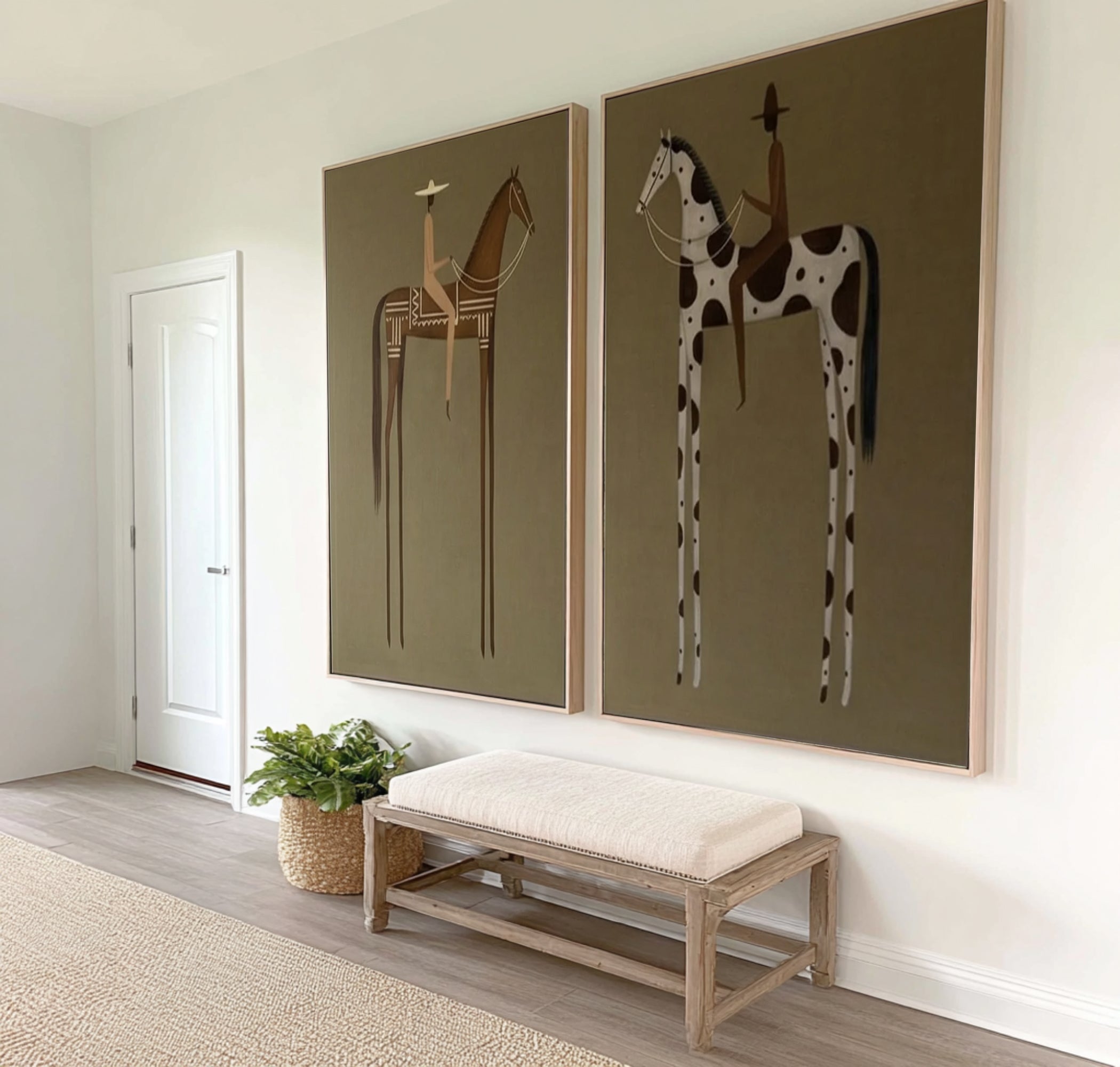 Contemporary Horse Rider Diptych Abstract Equestrian Canvas Art