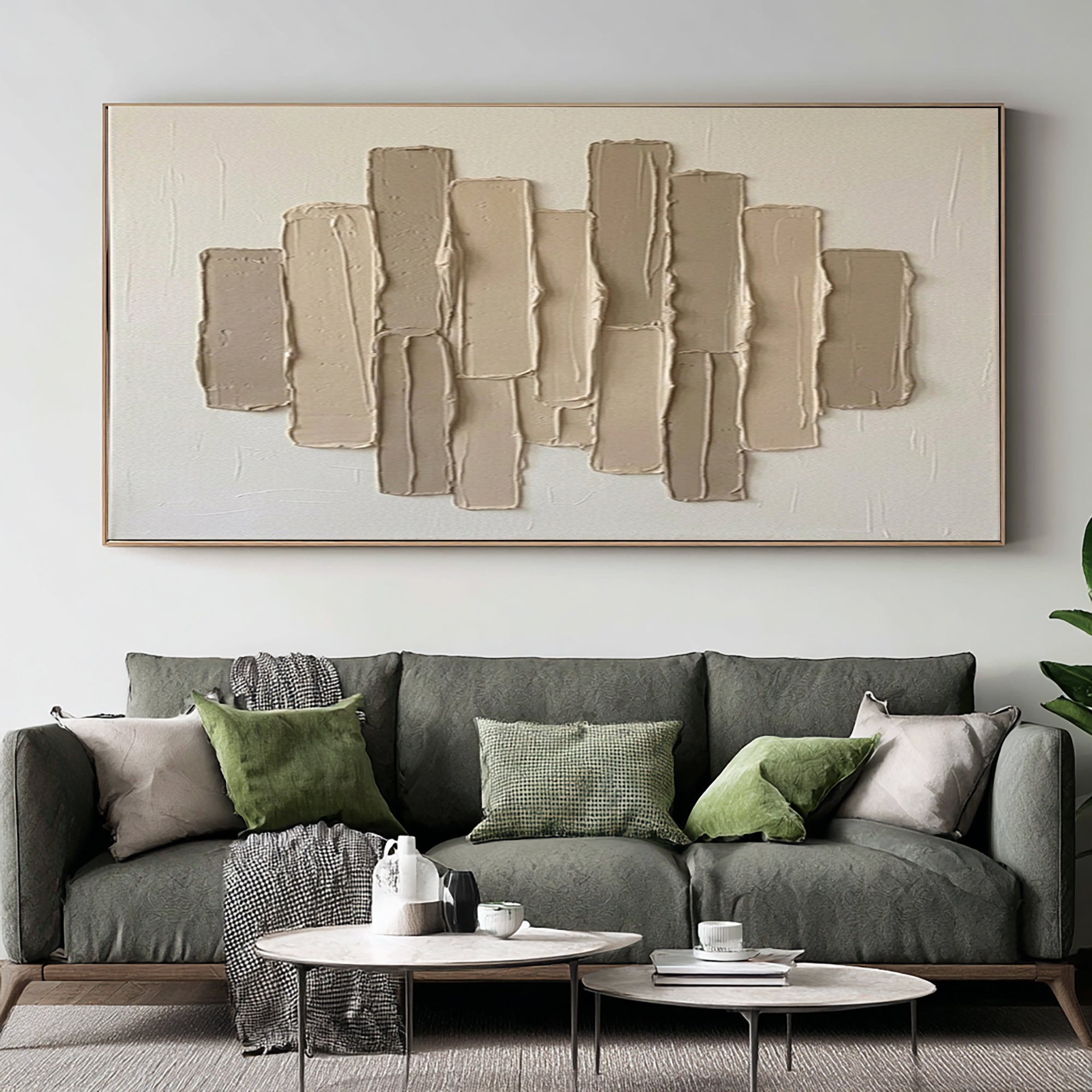 Large Skyline Inspired Textured Wall Art Neutral Contemporary Canvas