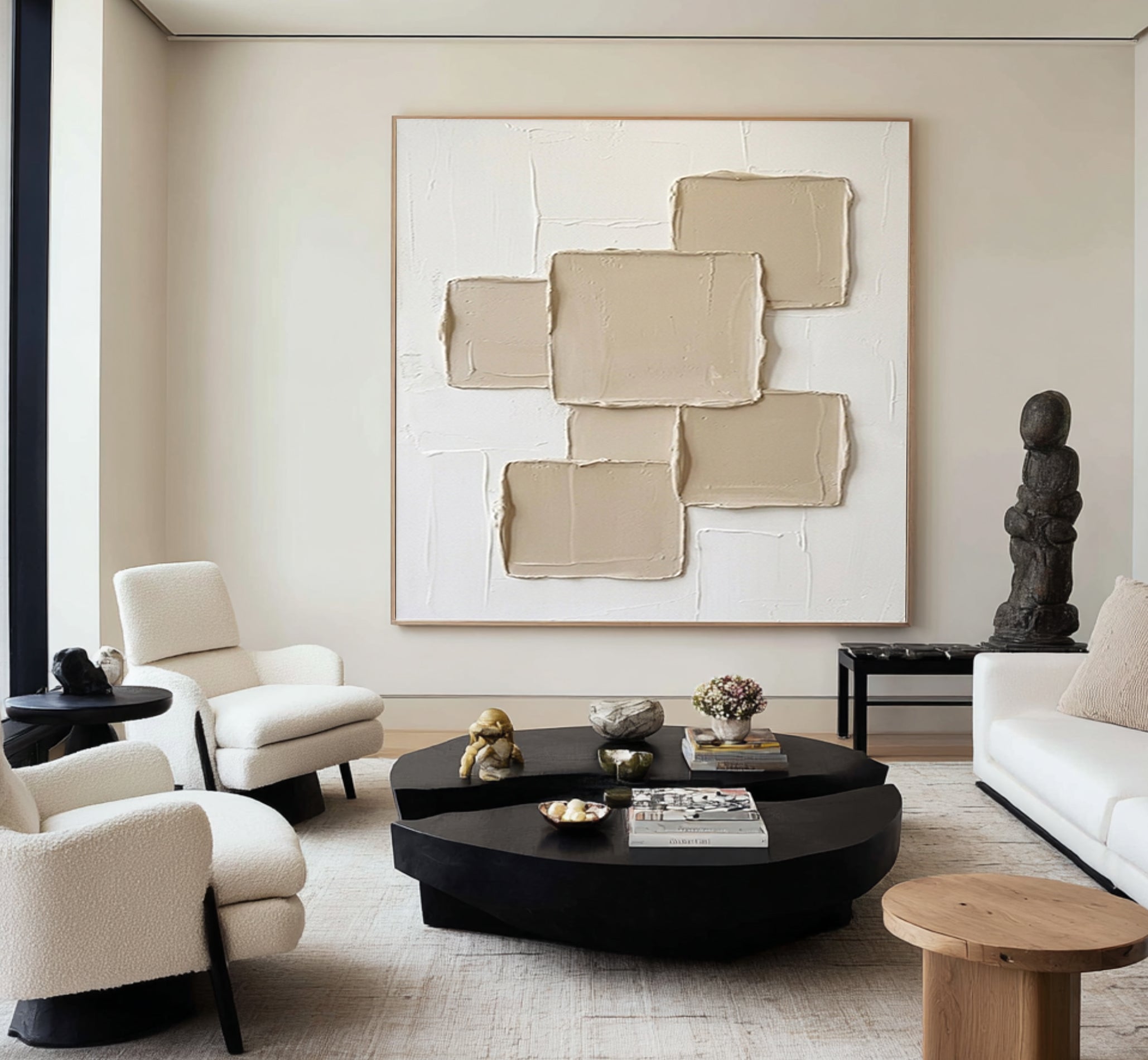 Large Contemporary Geometric Texture Art Hand Painted Canvas