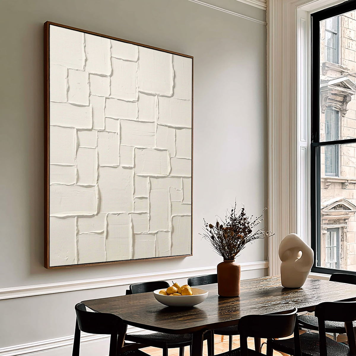 White Structure Study Large Textured Abstract Wall Art Minimalist Contemporary Relief Painting