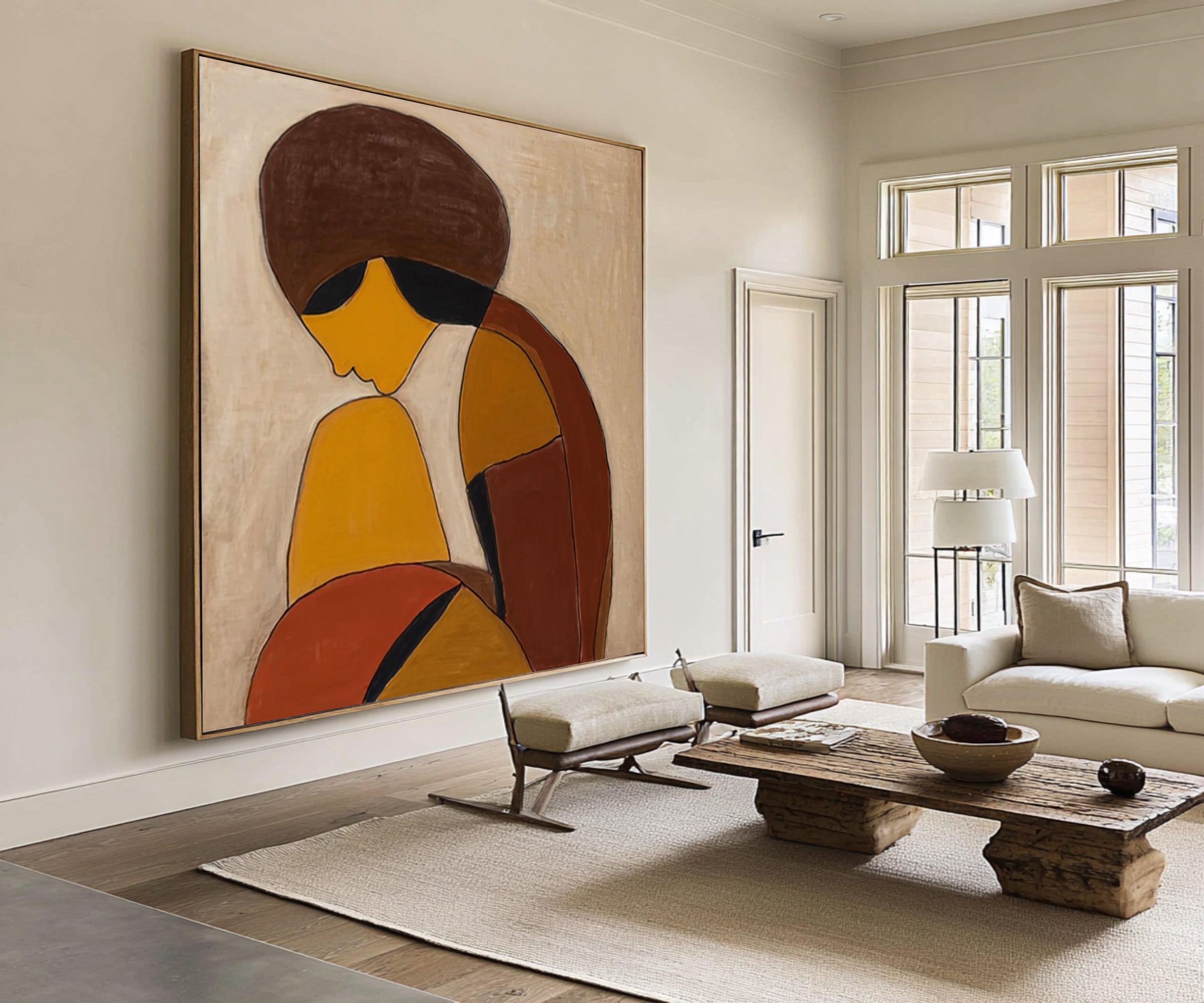 Warm Neutral Abstract Figure Wall Art #CZ 028