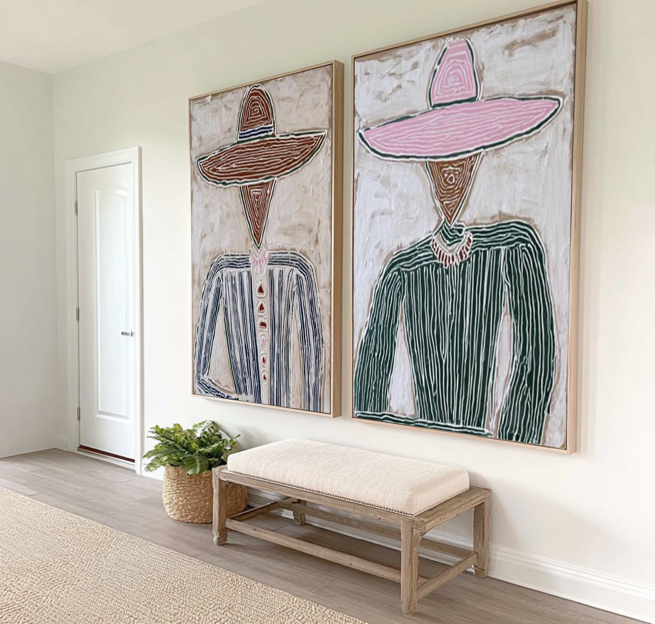 Contemporary Couple Canvas Art Oversized Minimalist Portrait Painting