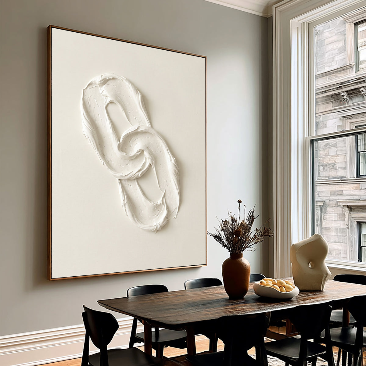 Between Movement And Stillness Large White Textured Abstract Wall Art Sculptural Relief Minimalist Contemporary Artwork