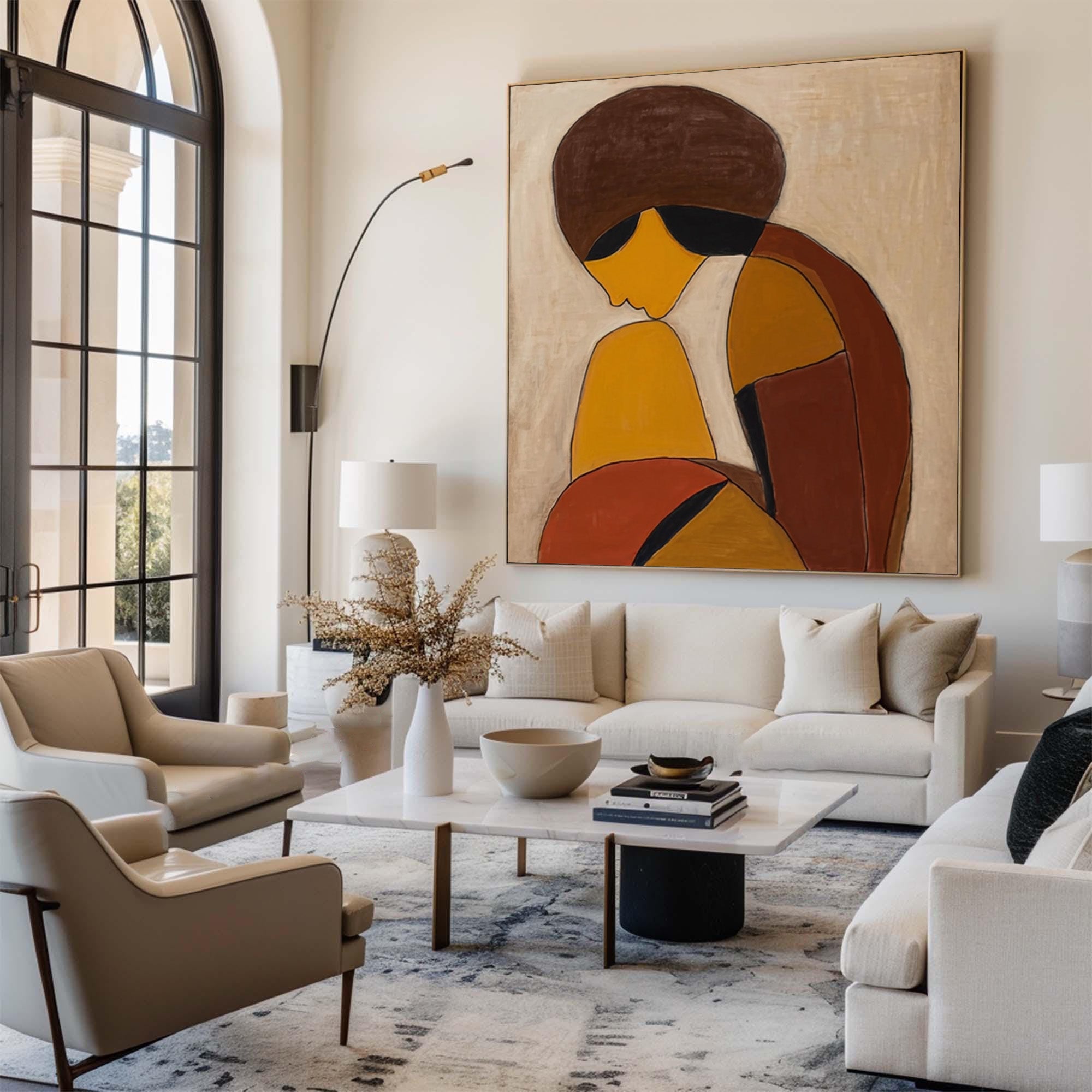 Warm Neutral Abstract Figure Wall Art #CZ 028