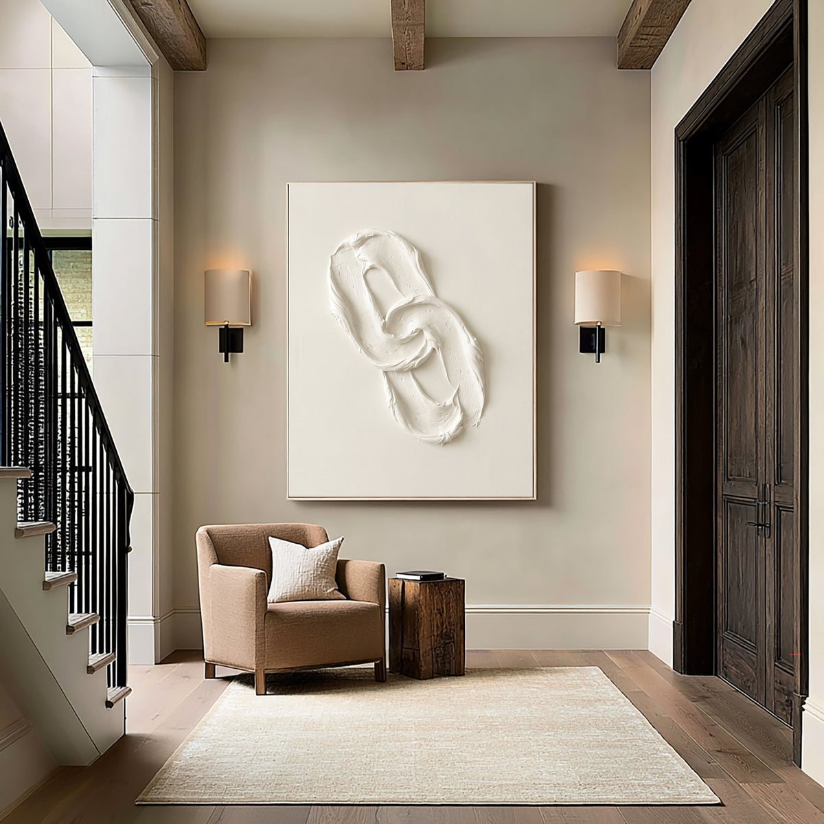 Between Movement And Stillness Large White Textured Abstract Wall Art Sculptural Relief Minimalist Contemporary Artwork
