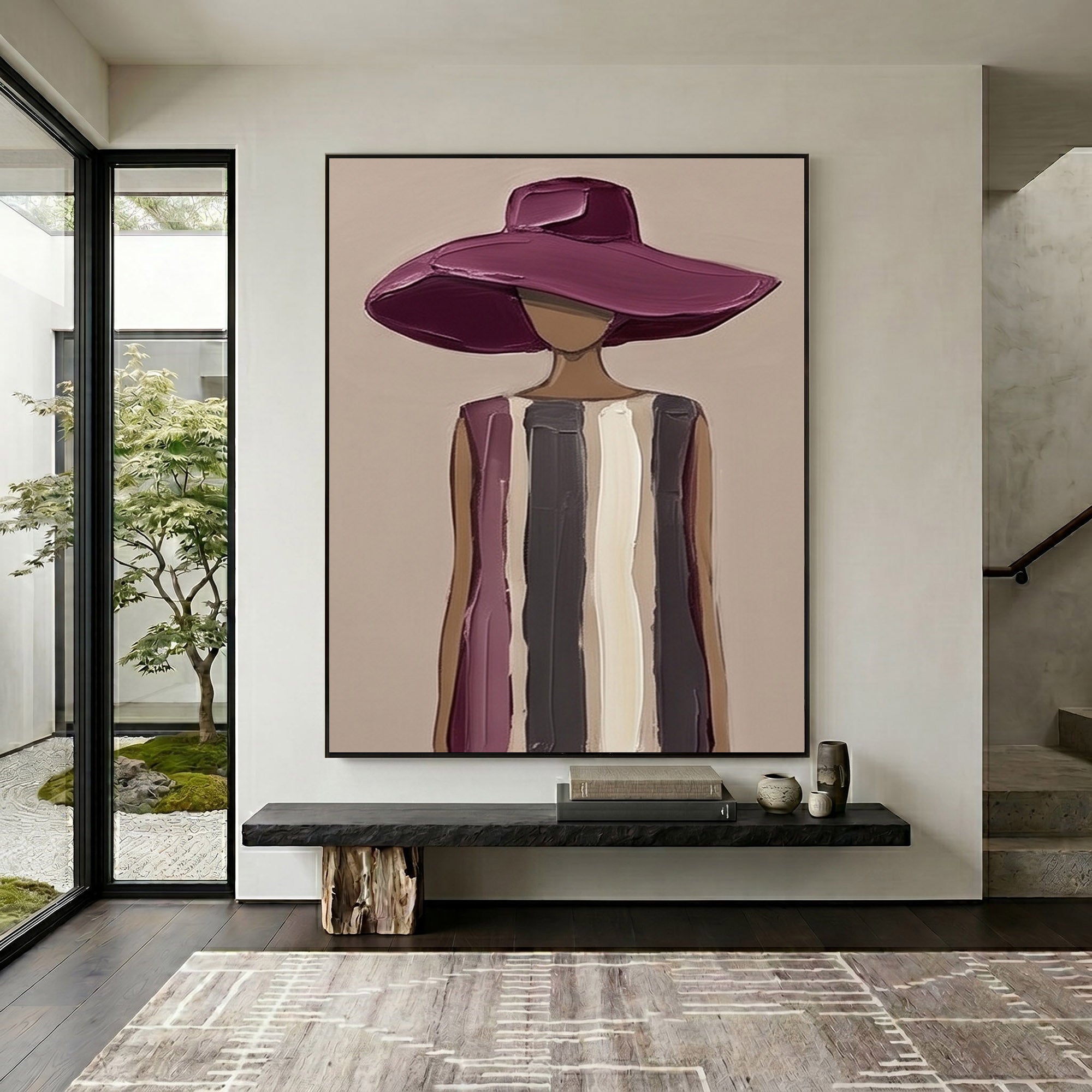 Large Modern Woman Portrait Wall Art Abstract Oil Painting Vintage Americana Art Cowgirl Cowboy Western Fashion Figure Contemporary Decor
