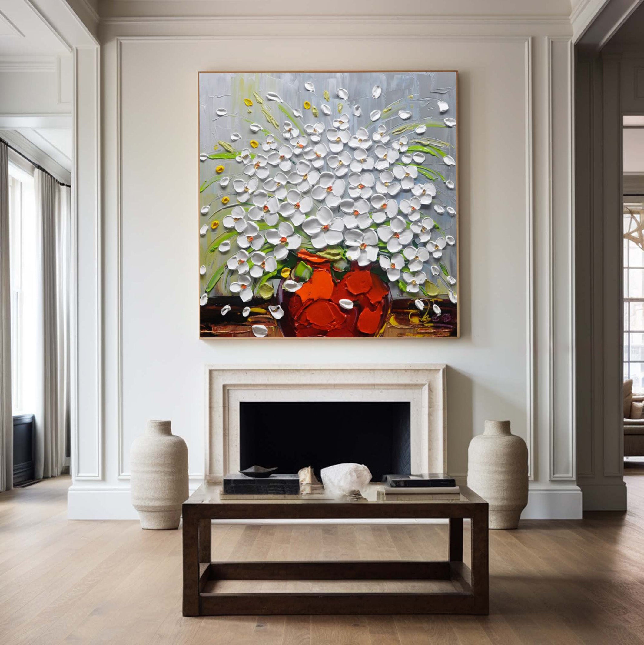 Textured Bloom: Impasto Floral Burst, Vibrant Flower Painting #MM509