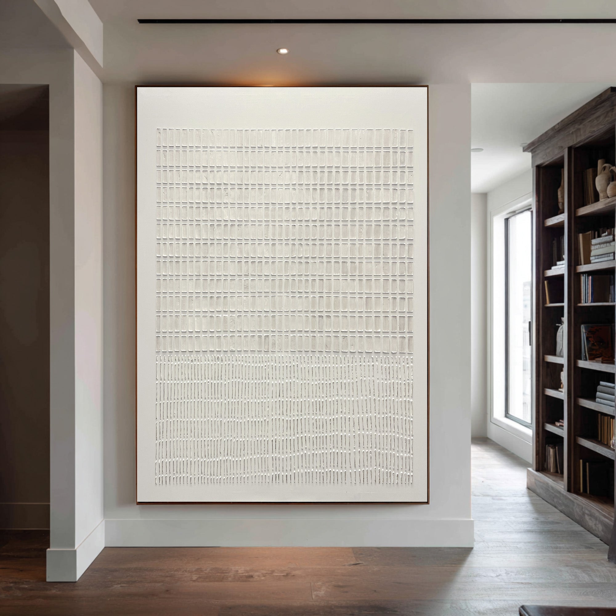 Abstract White Textured Oil Painting - Modern Canvas Wall Art | KelorArt