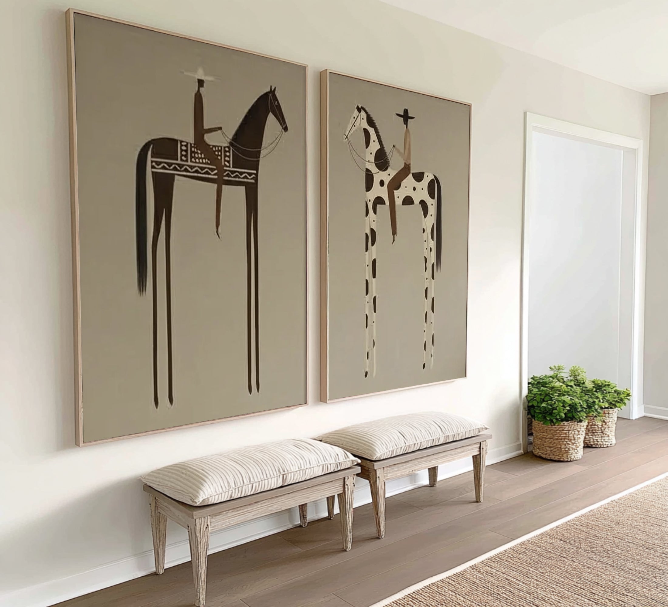 Luxury Equestrian Canvas Art Set Large Designer Horse Paintings