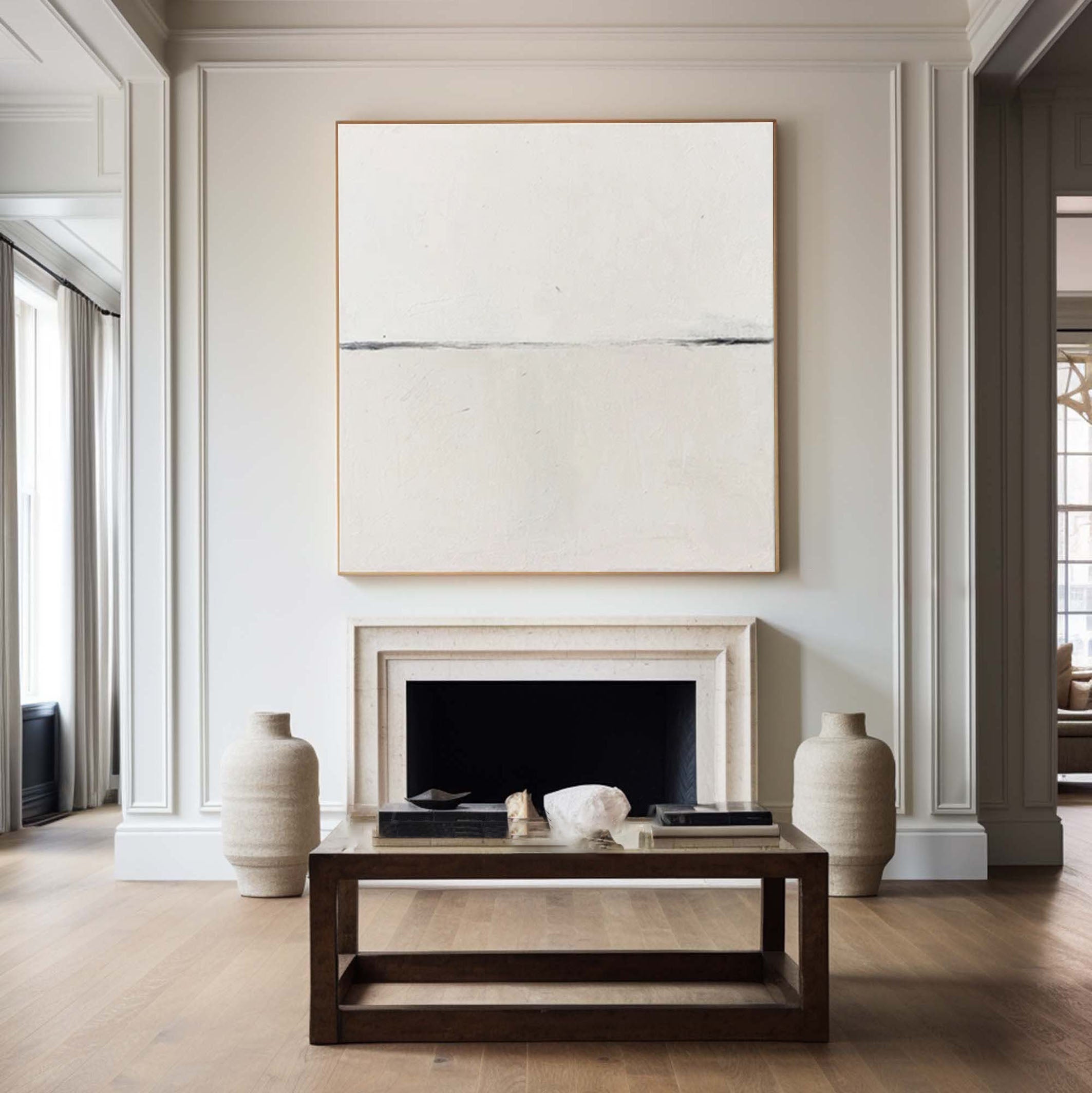 Large Minimalist Abstract Art in Neutral Shades #AB072
