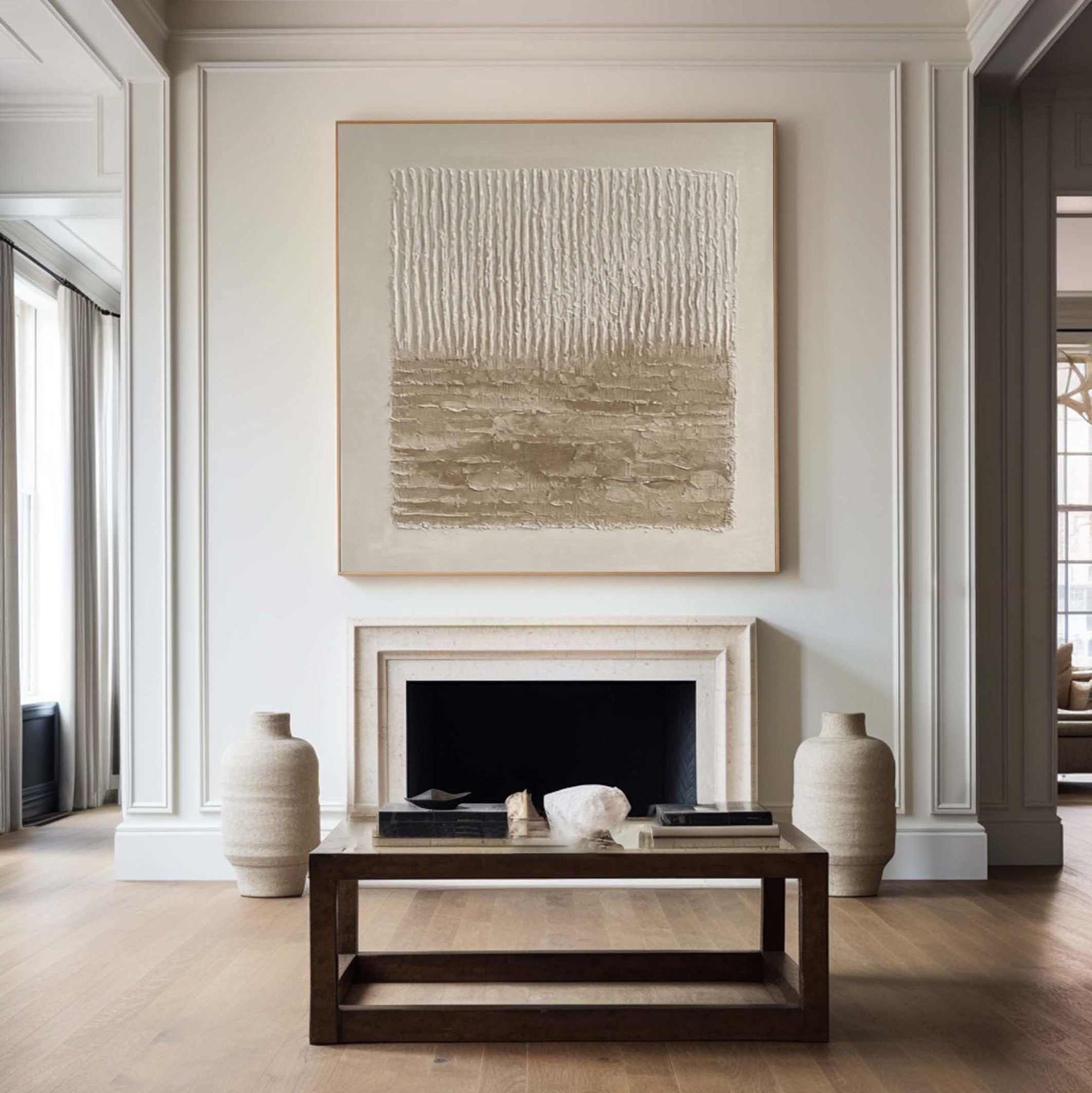 Textured Neutral Abstract with Layered Horizontal Base for Home #MM560
