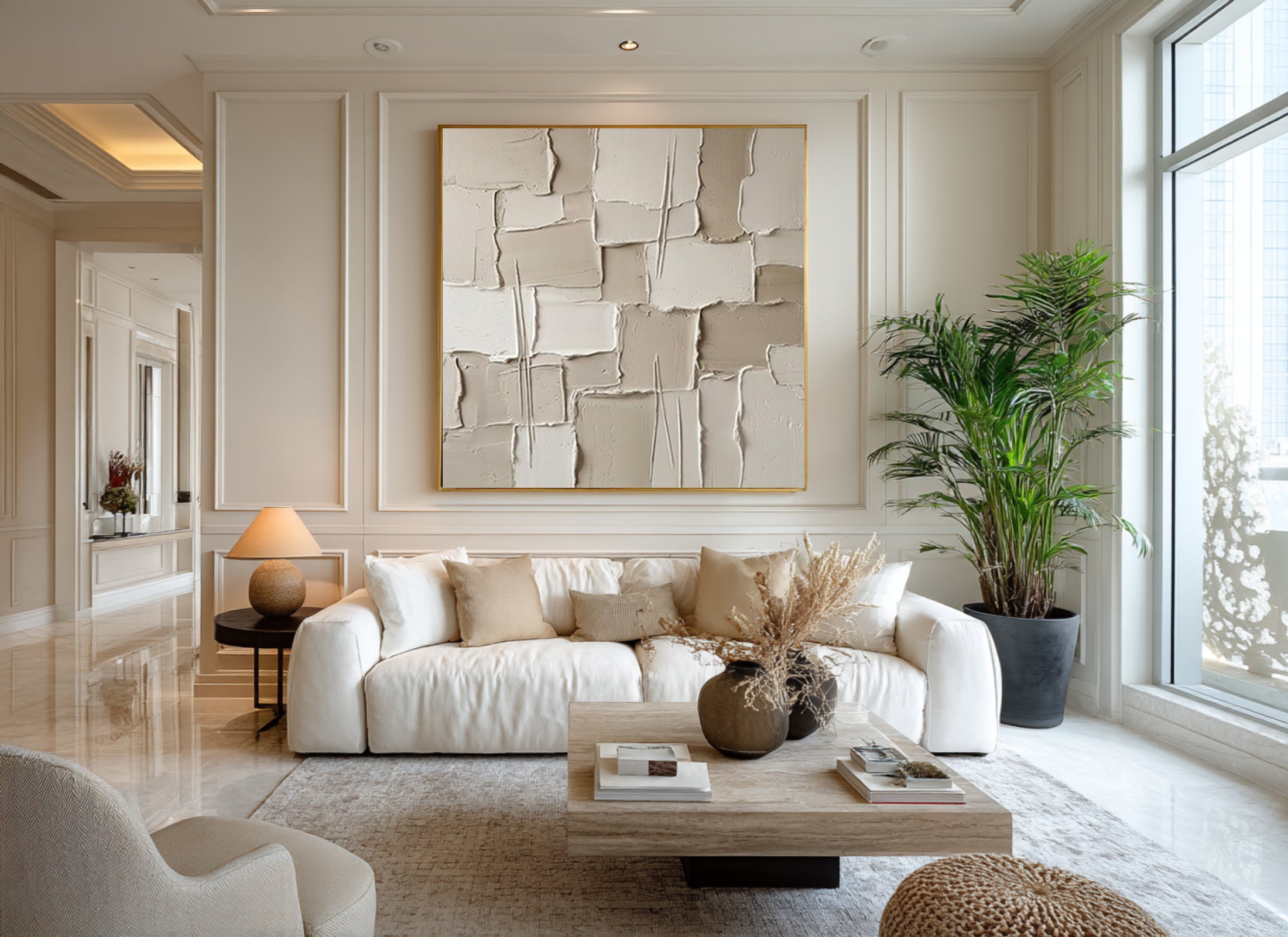 Large Gallery Wall Texture Art Contemporary Neutral Sculptural Canvas Painting