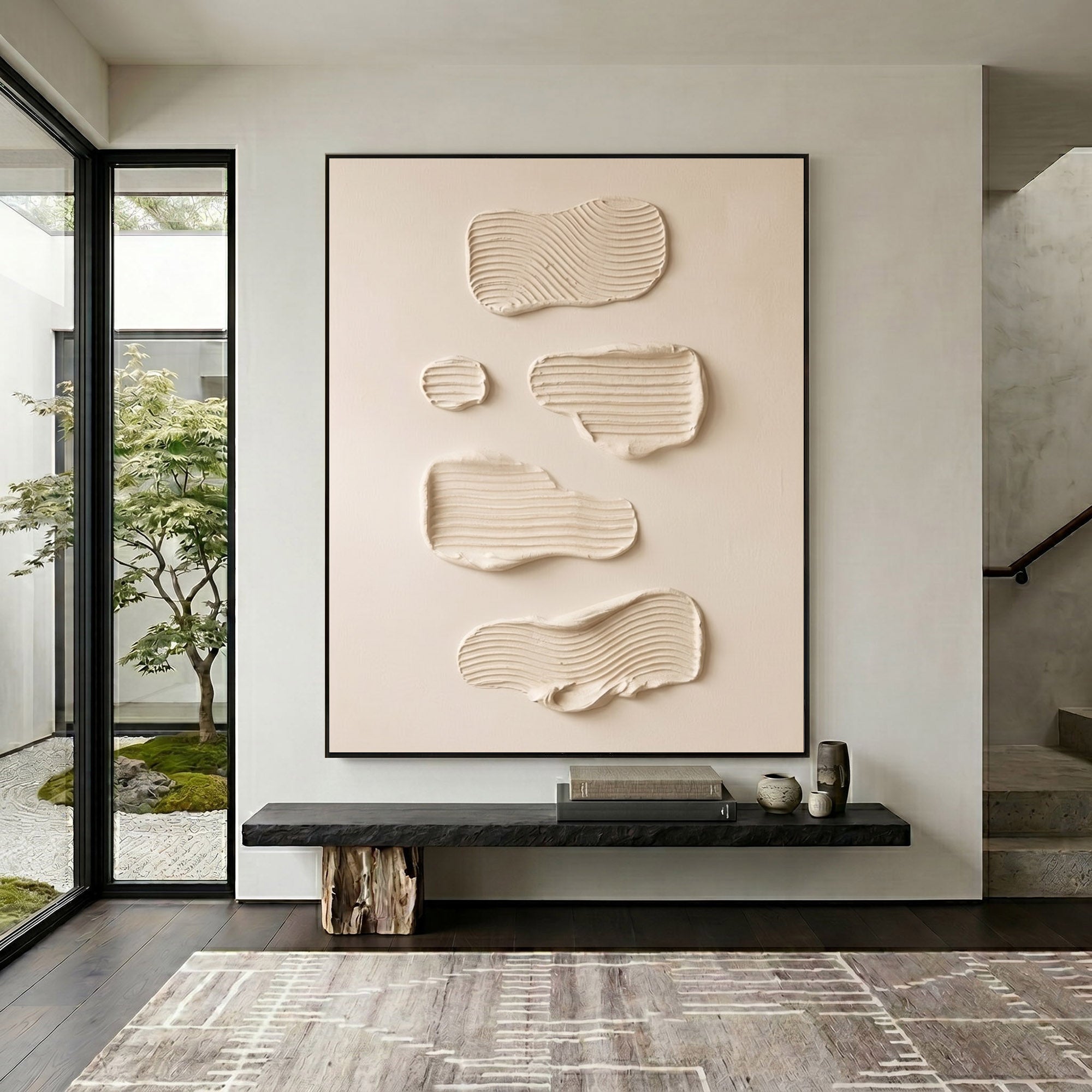 Large Abstract Wall Art Textured Oil Painting Neutral Modern Minimalist Artwork