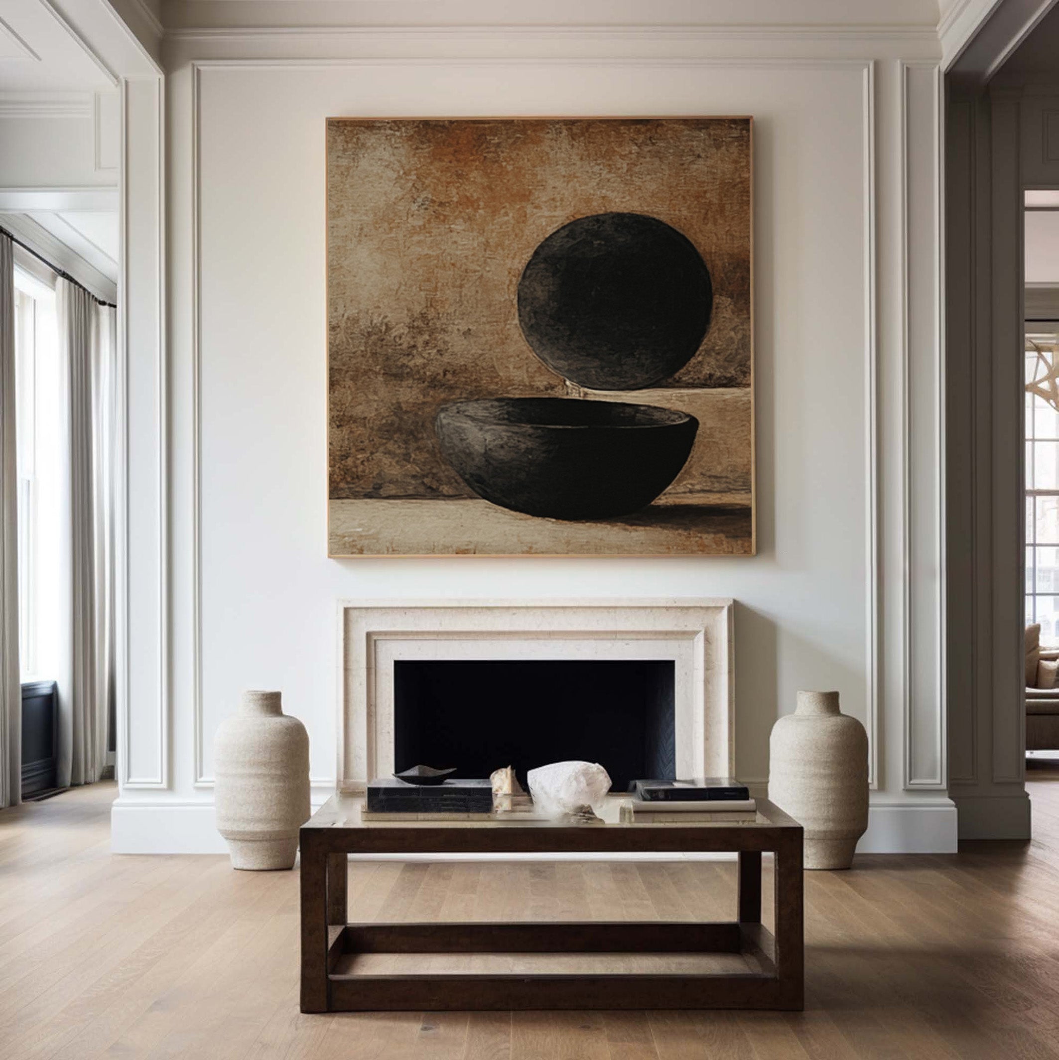 Elemental Balance: Minimalist Abstract with Black Arts #MM557