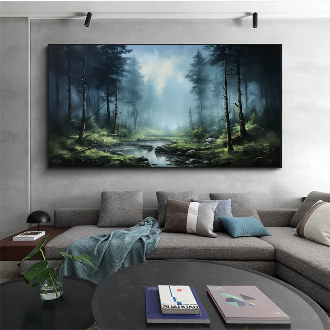Forest Landscape Oil Painting, Misty Woodland Scene on Canvas #MM435