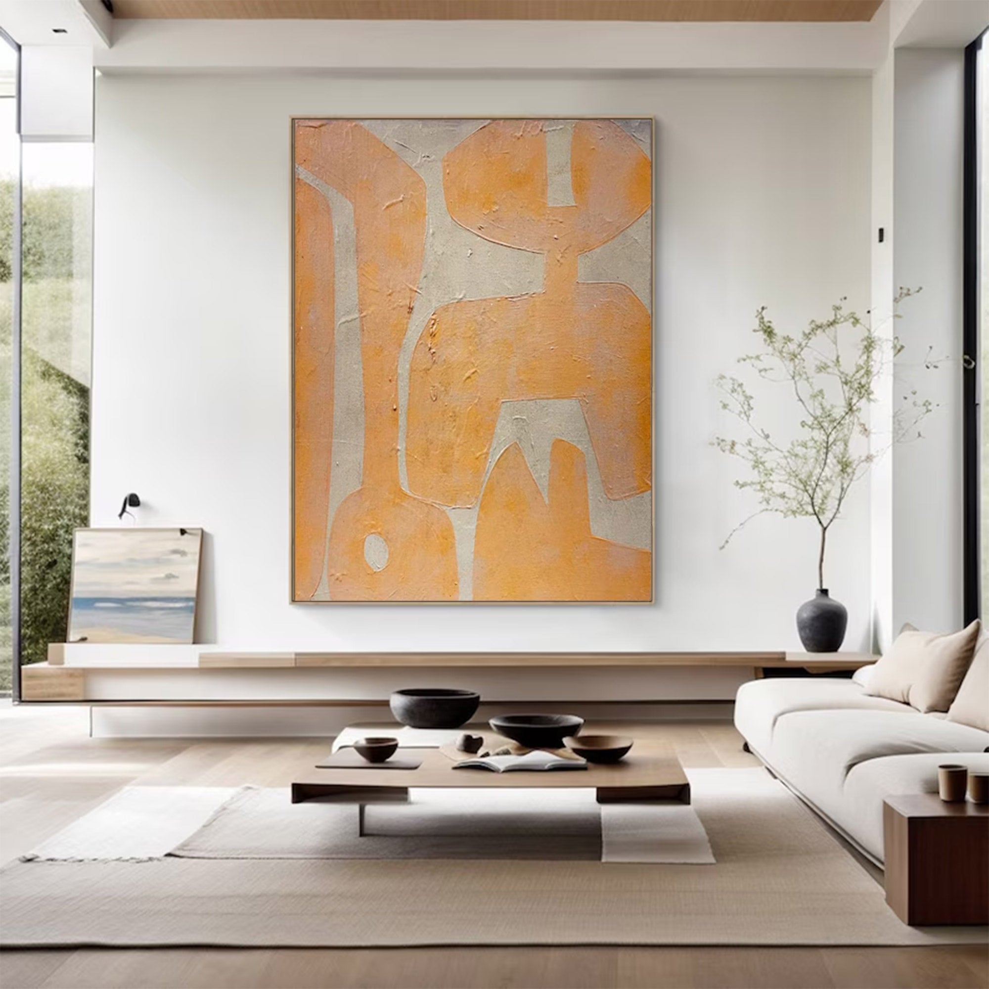Beige Peach Abstract Shapes Large| KelorArt #AG 103