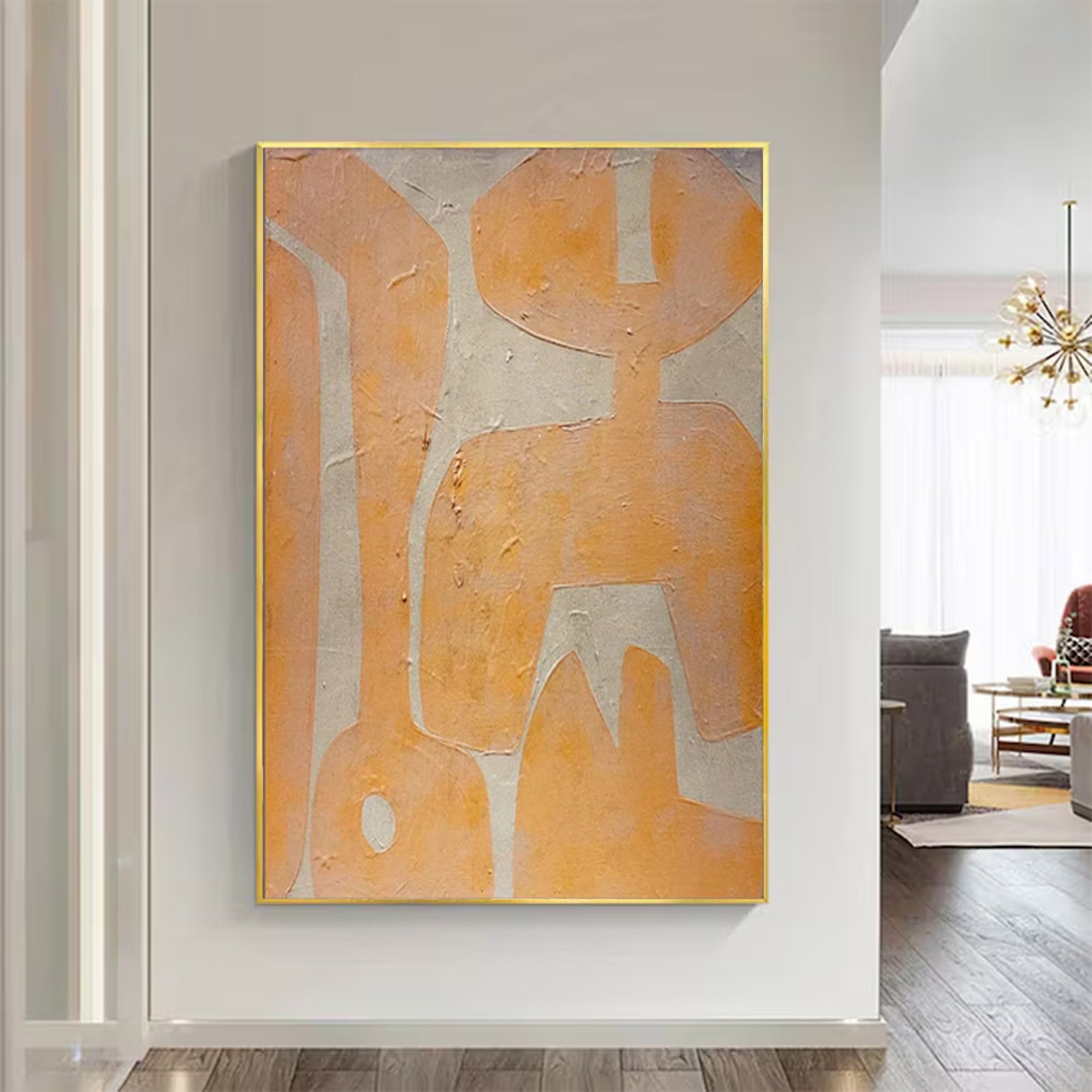 Beige Peach Abstract Shapes Large| KelorArt #AG 103