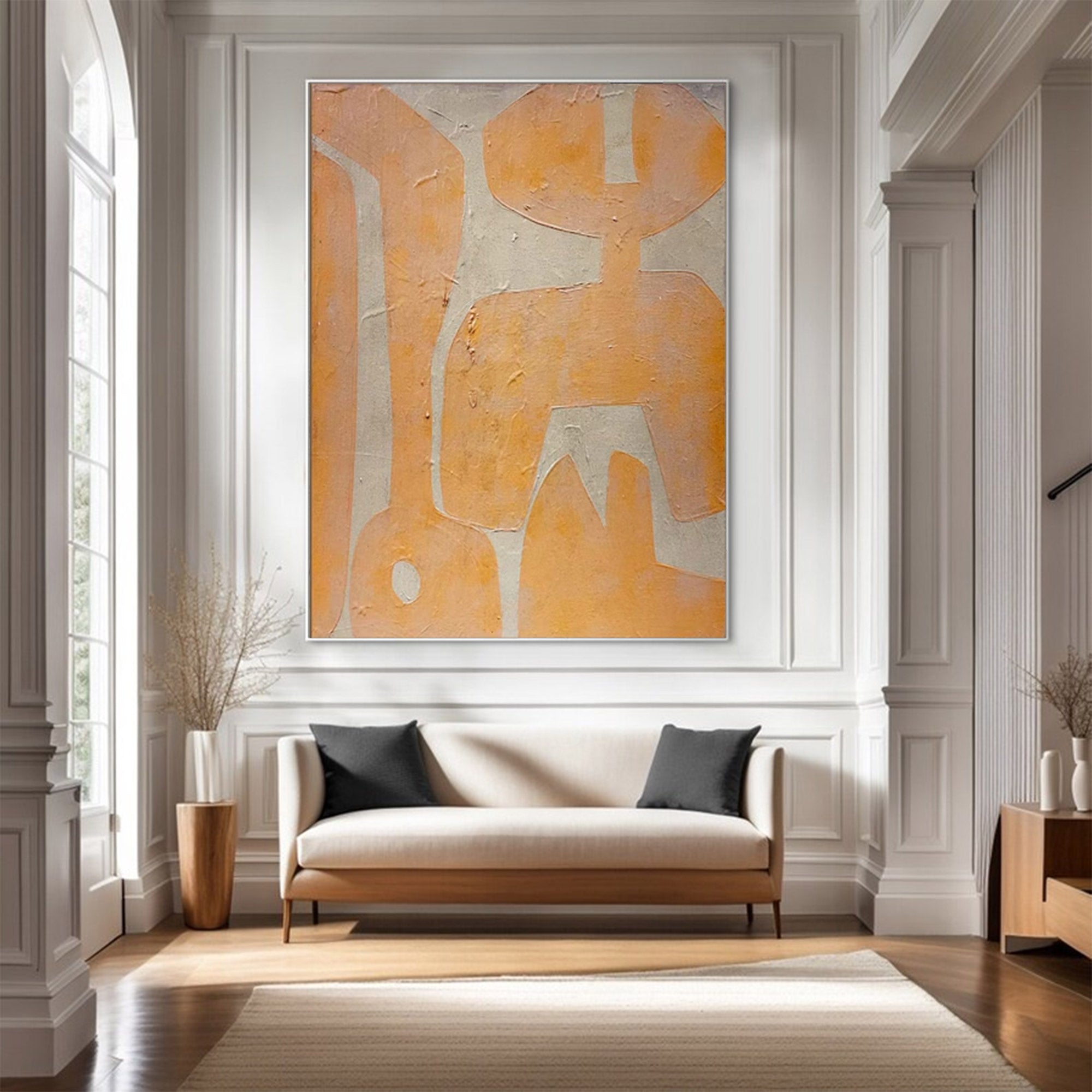 Beige Peach Abstract Shapes Large| KelorArt #AG 103