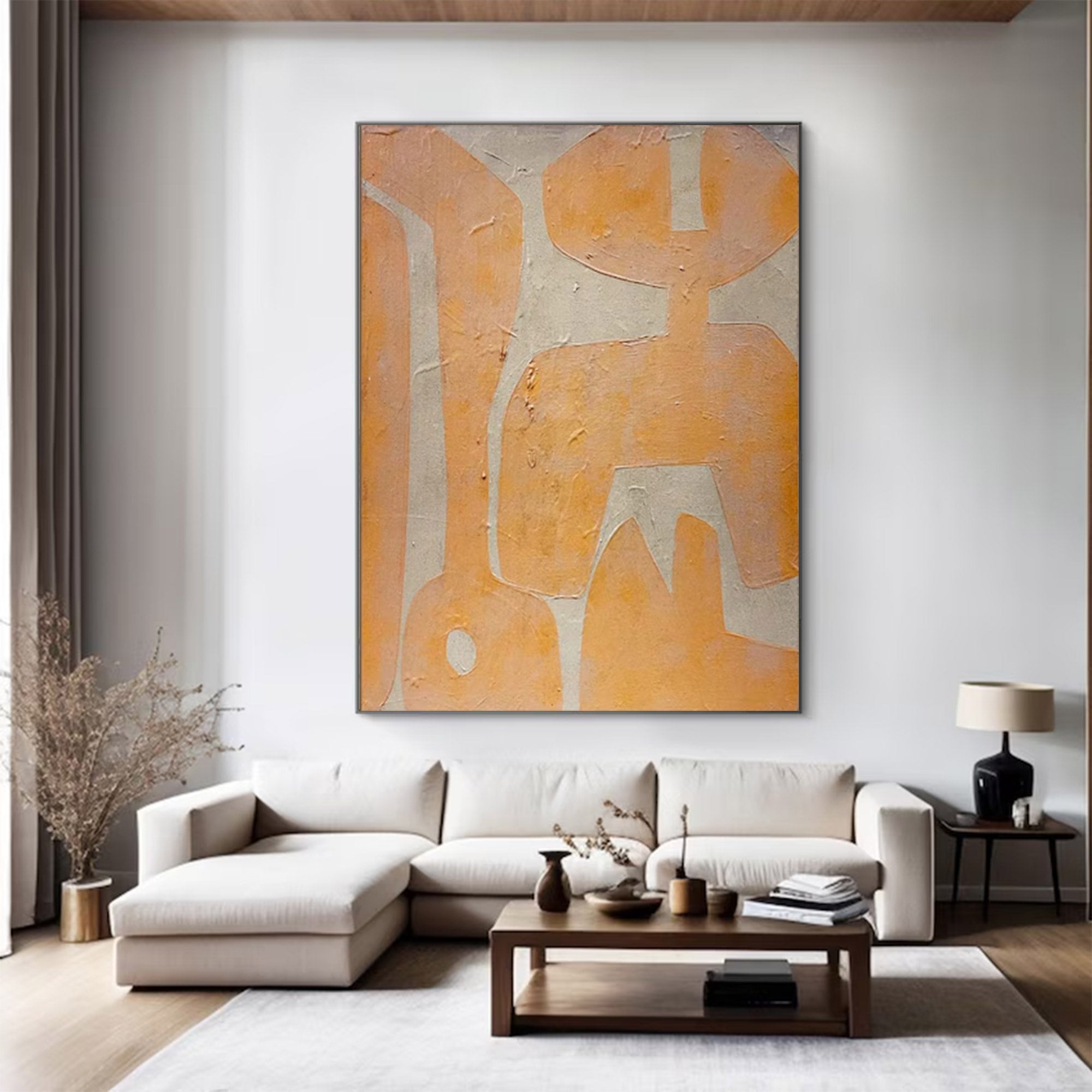 Beige Peach Abstract Shapes Large| KelorArt #AG 103