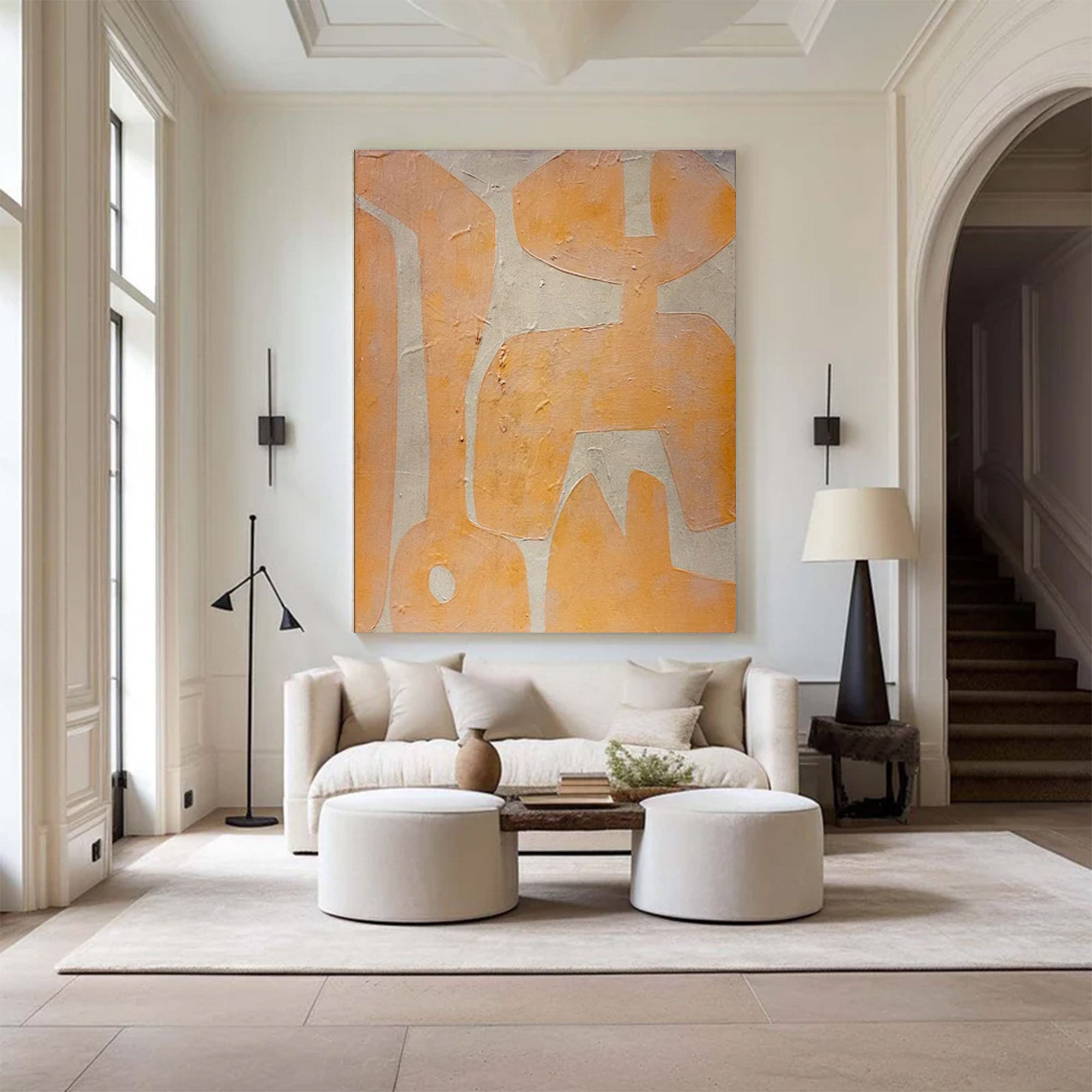 Beige Peach Abstract Shapes Large| KelorArt #AG 103