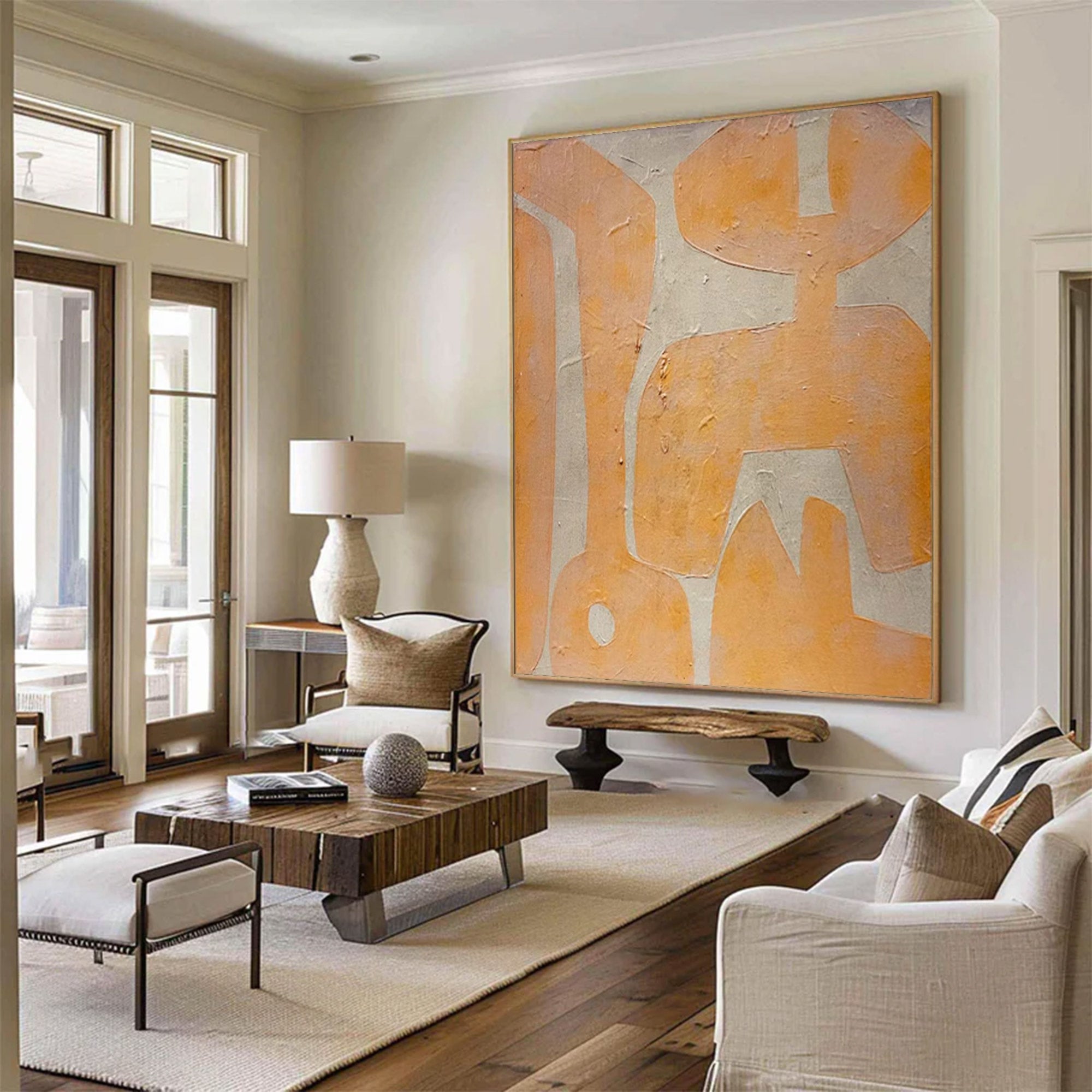 Beige Peach Abstract Shapes Large| KelorArt #AG 103