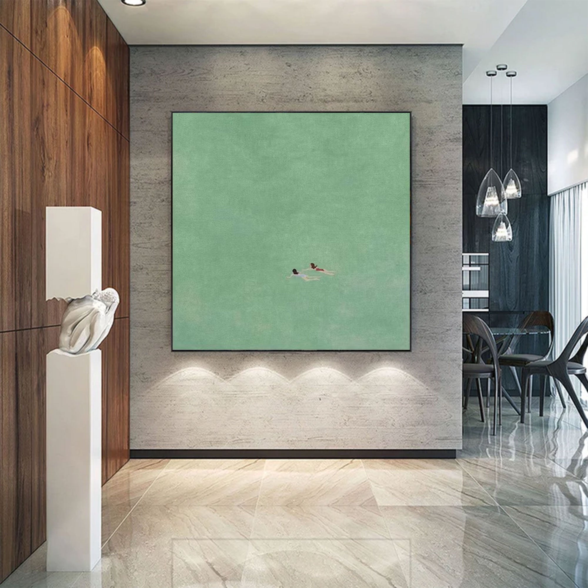 Large Green Water Painting | KelorArt #AG 163