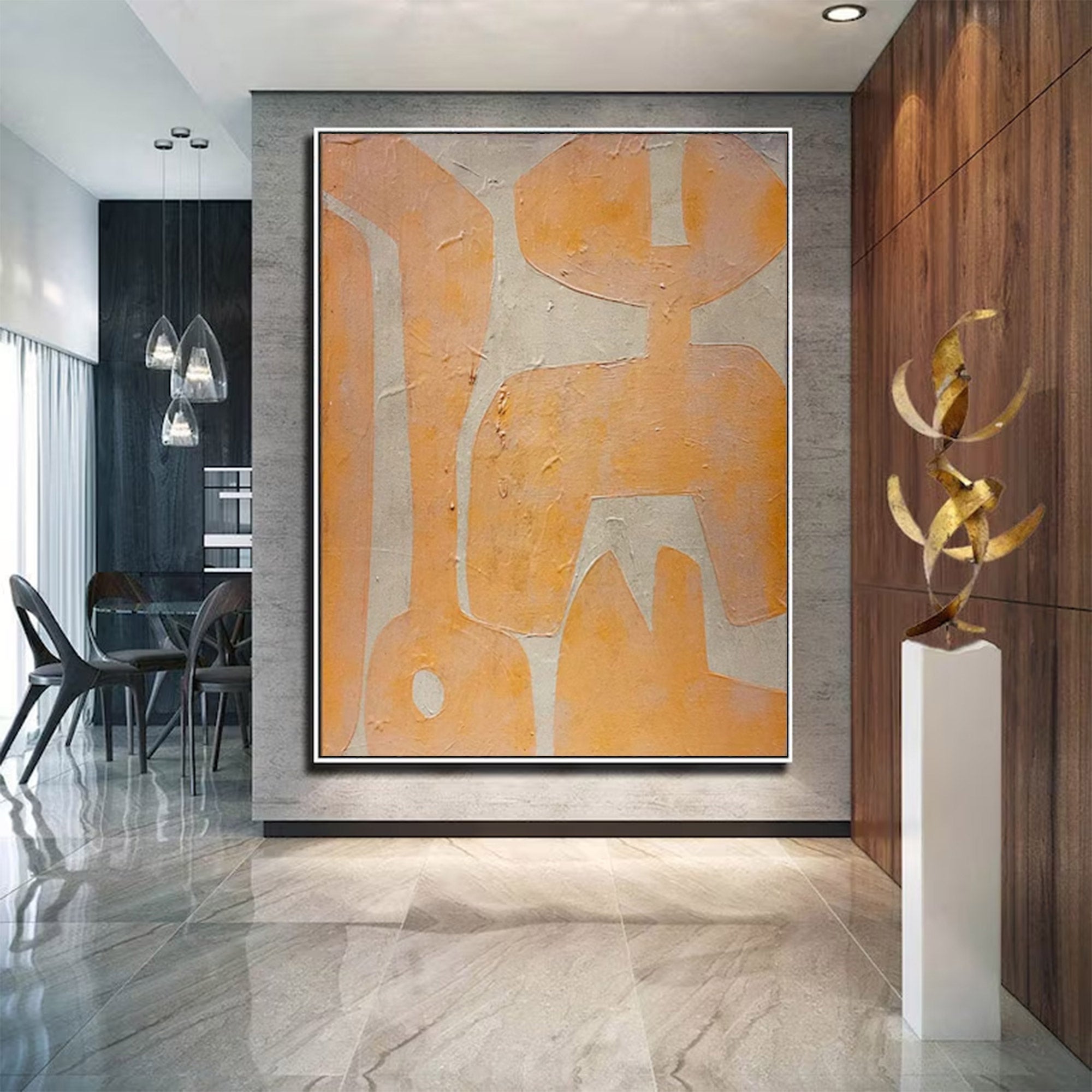 Beige Peach Abstract Shapes Large| KelorArt #AG 103
