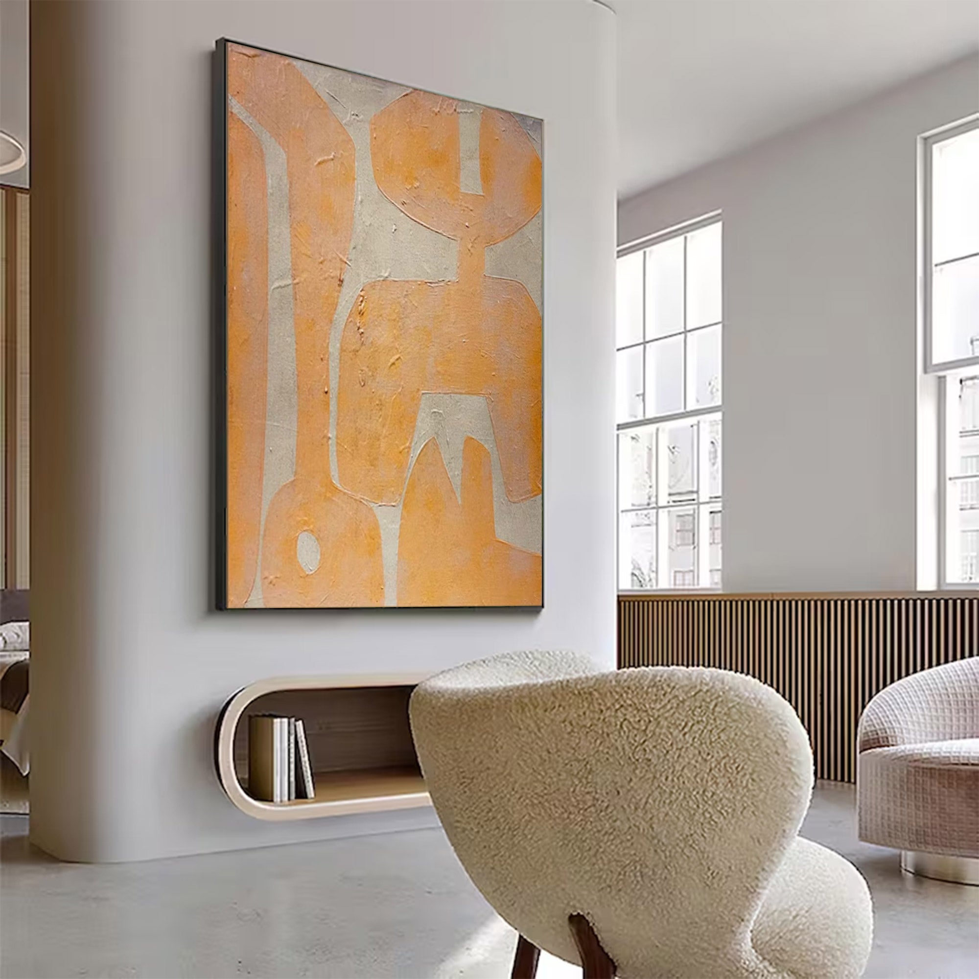 Beige Peach Abstract Shapes Large| KelorArt #AG 103