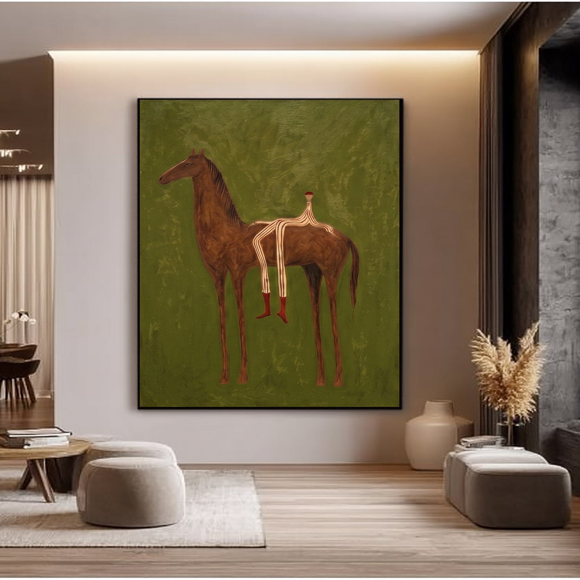 Large Cowboy Wall Art Contemporary Horse Painting Western Artwork