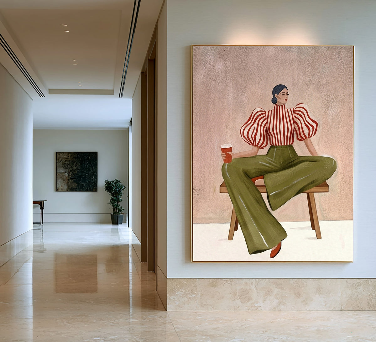 She Sits in Her Own Rhythm Contemporary Female Figure Fashion Painting Wall Art