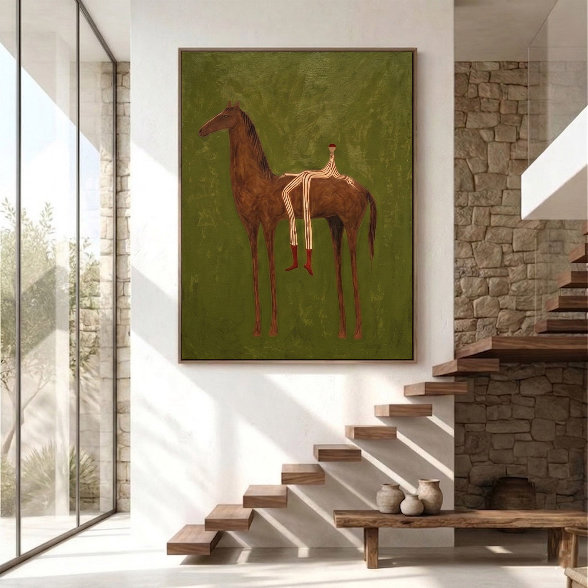 Large Cowboy Wall Art Contemporary Horse Painting Western Artwork