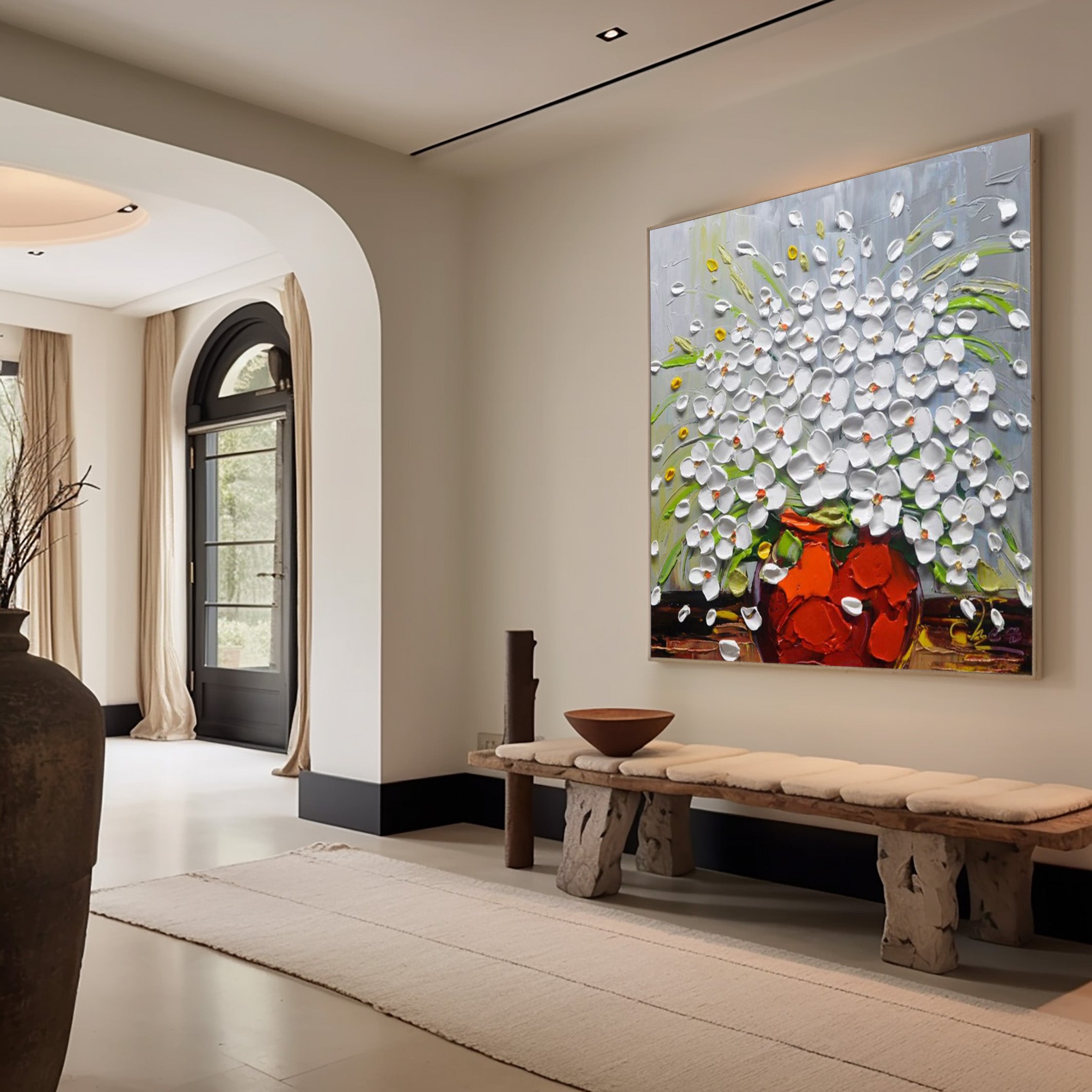 Textured Bloom: Impasto Floral Burst, Vibrant Flower Painting #MM509