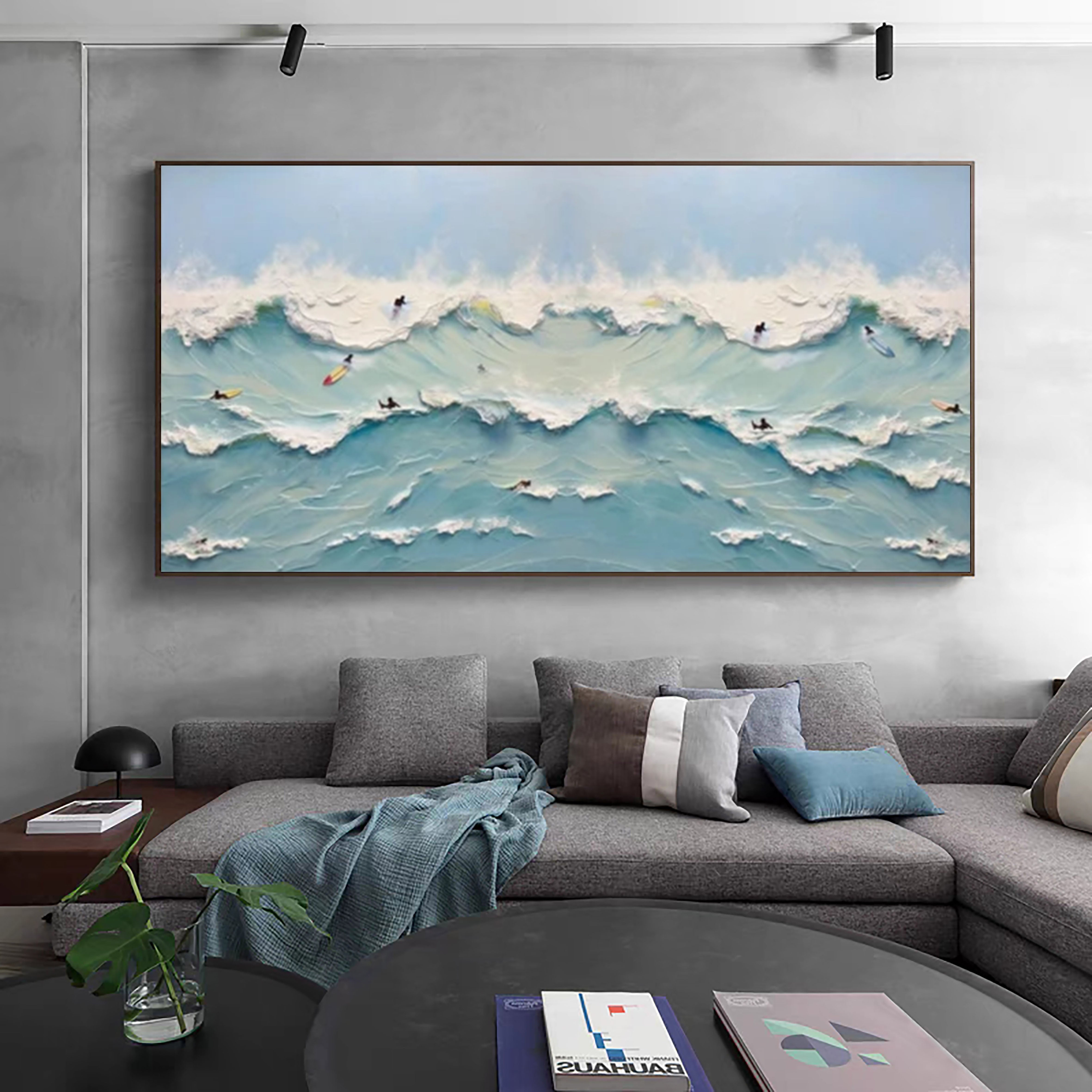 Surfer Ocean Wave Canvas Vibrant Coastal Wall Art for Room Decor #OP064