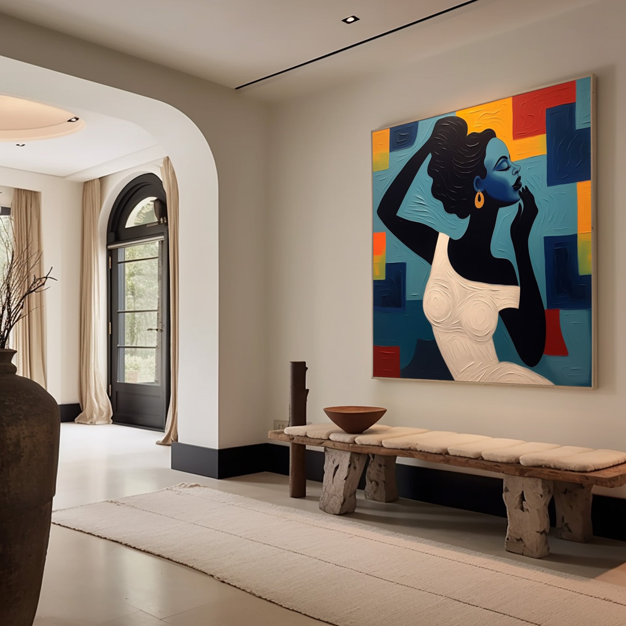 Textured Muse: Striking Portrait with Geometric Fields #MM531