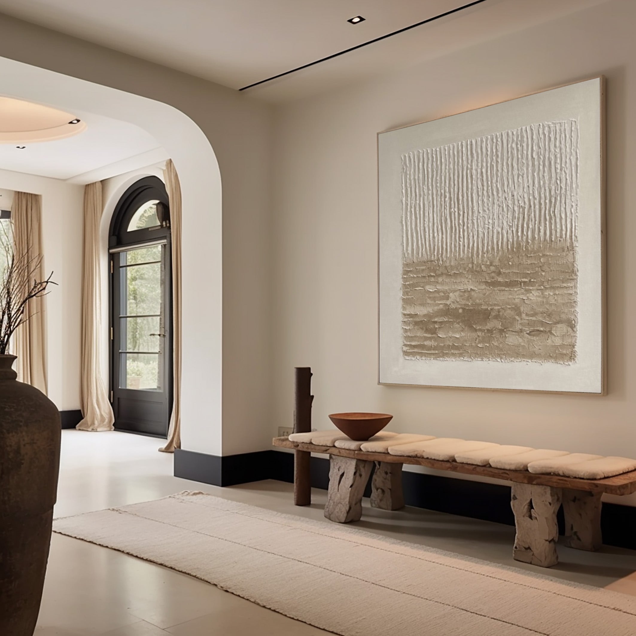 Textured Neutral Abstract with Layered Horizontal Base for Home #MM560