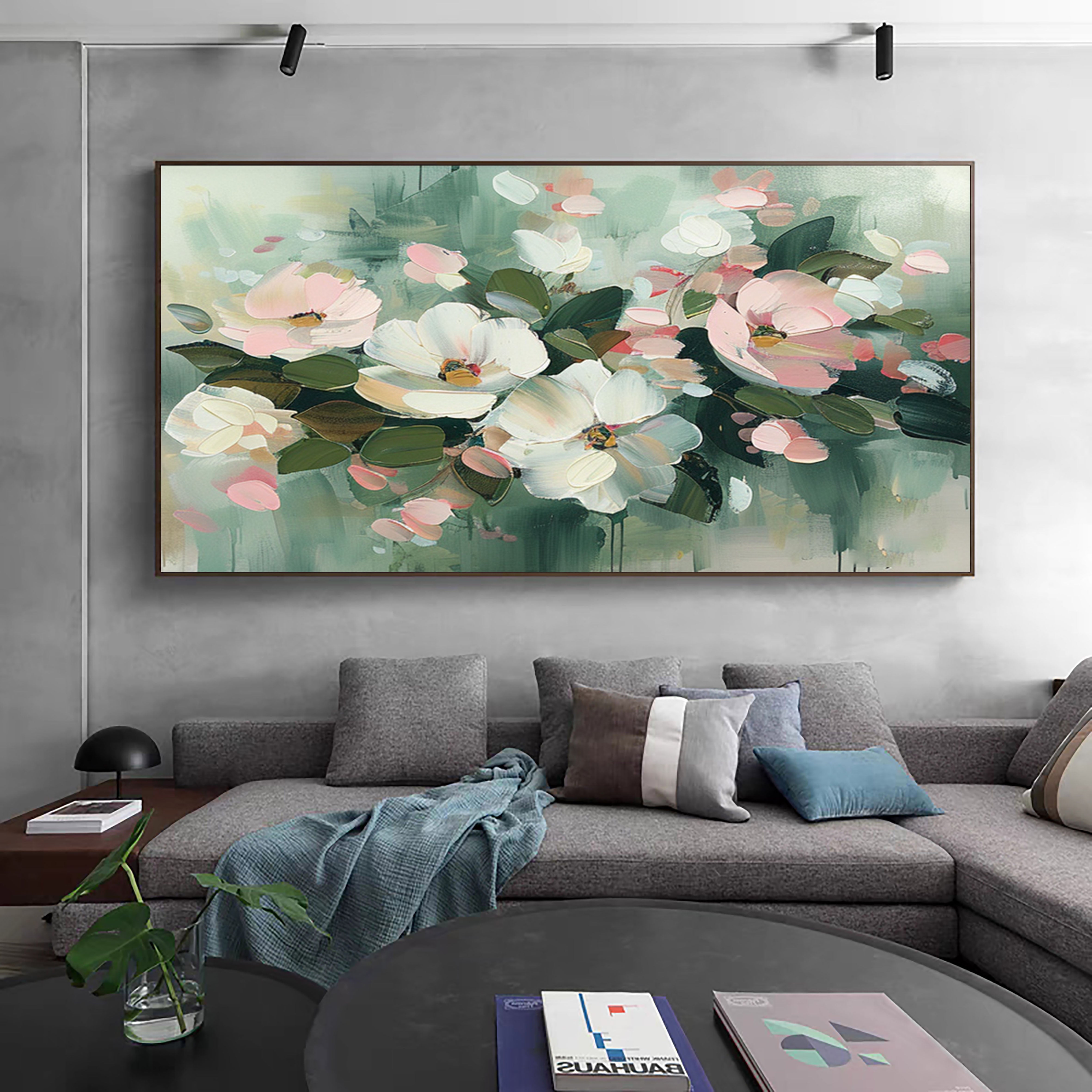 Vibrant Floral Wall Art Modern Abstract Flowers On Canvas #FB010