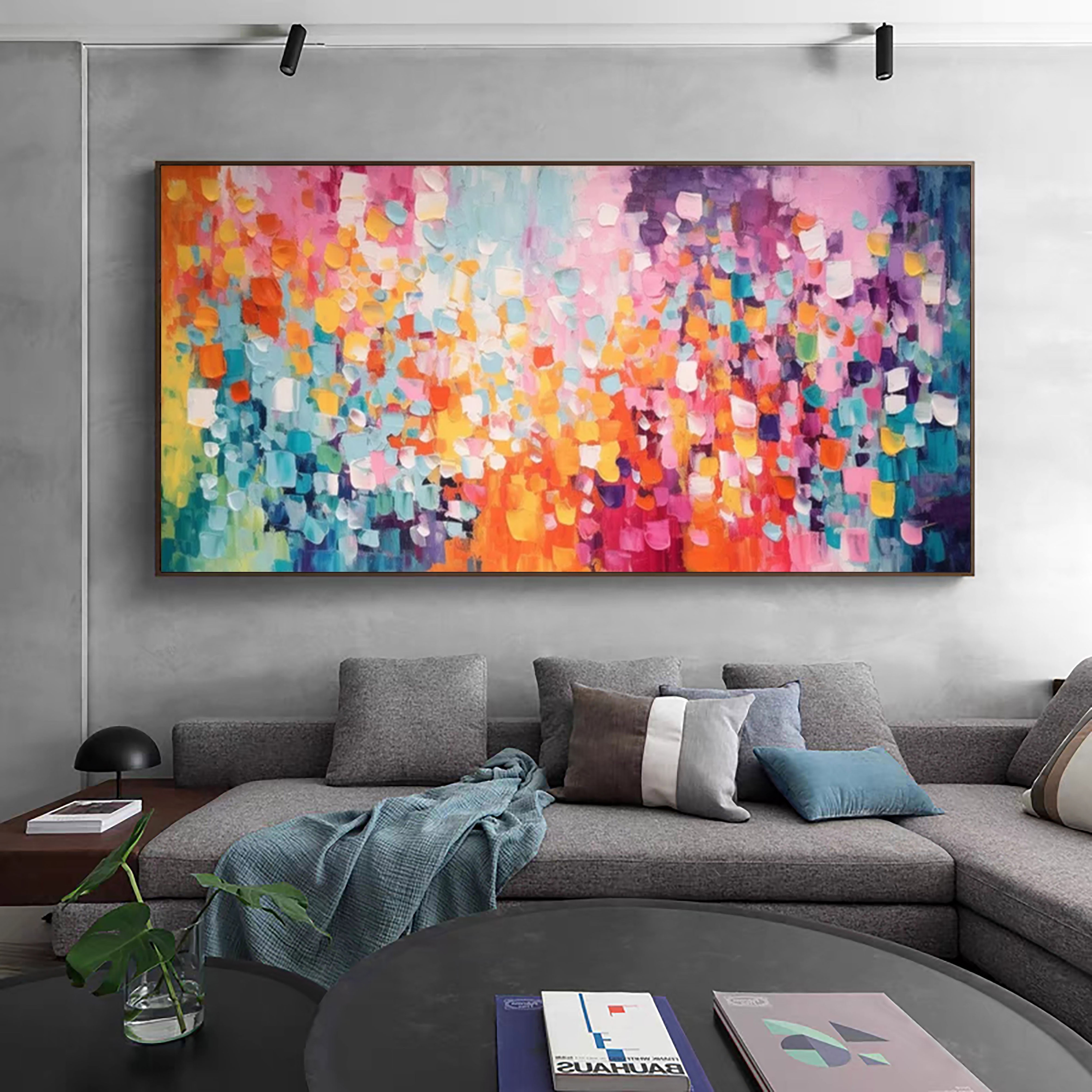 Colorful Abstract Canvas Large Vibrant Wall Art for House #MM172